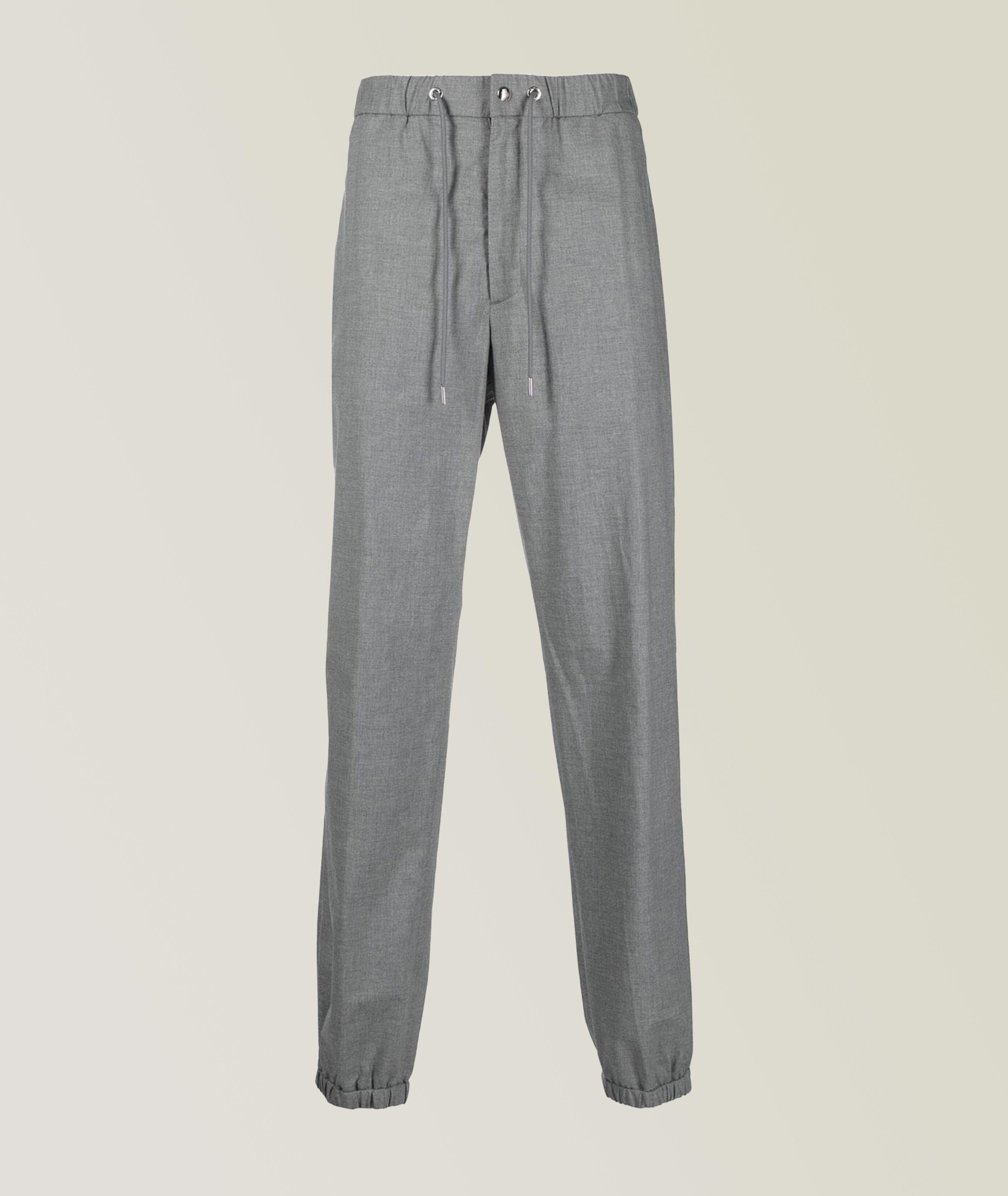 Moncler Stretch-Cotton Crosshatch Drawstring Trousers