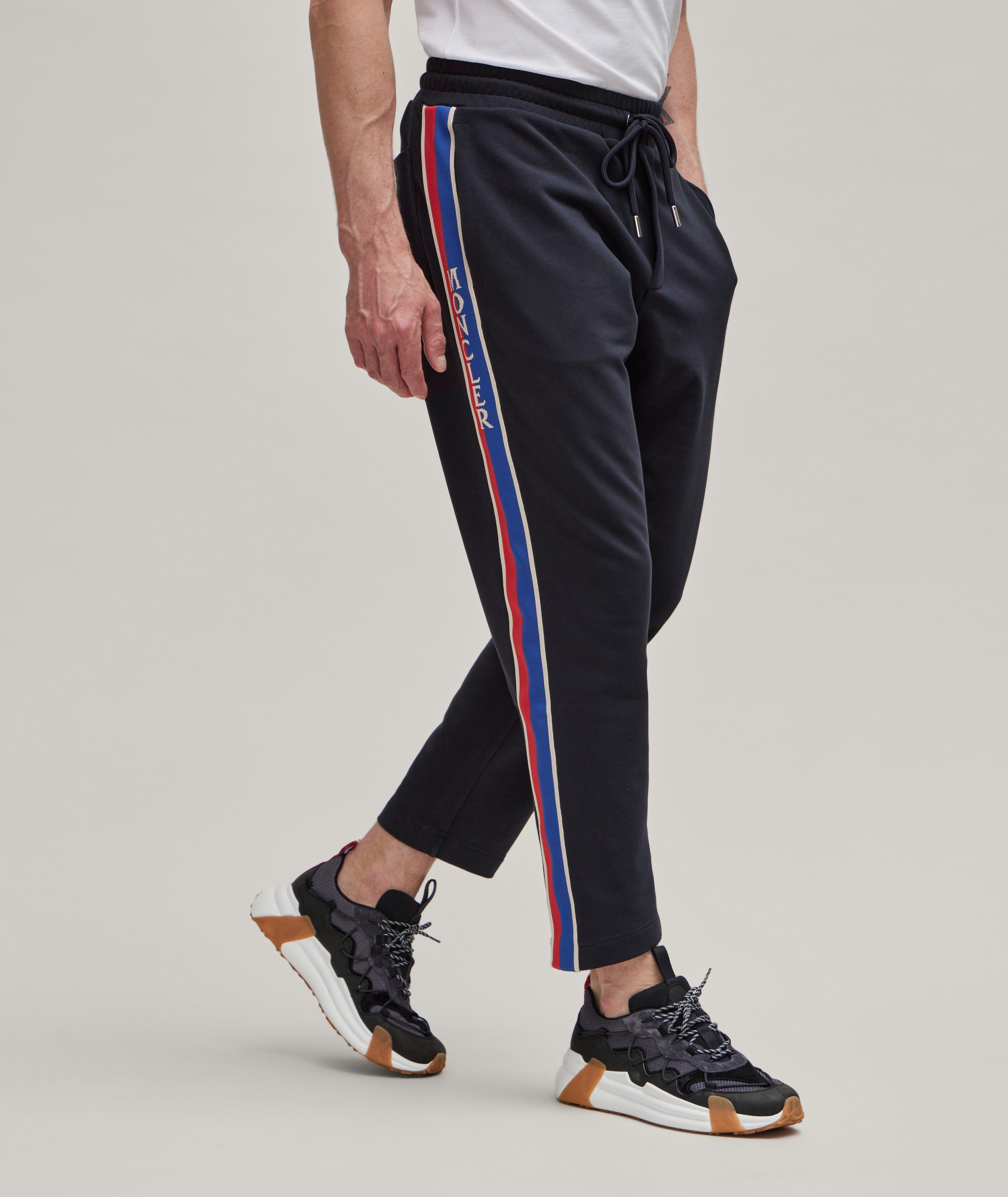 Moncler Lungo Logo Stripe Stretch-Cotton Sweat Pants