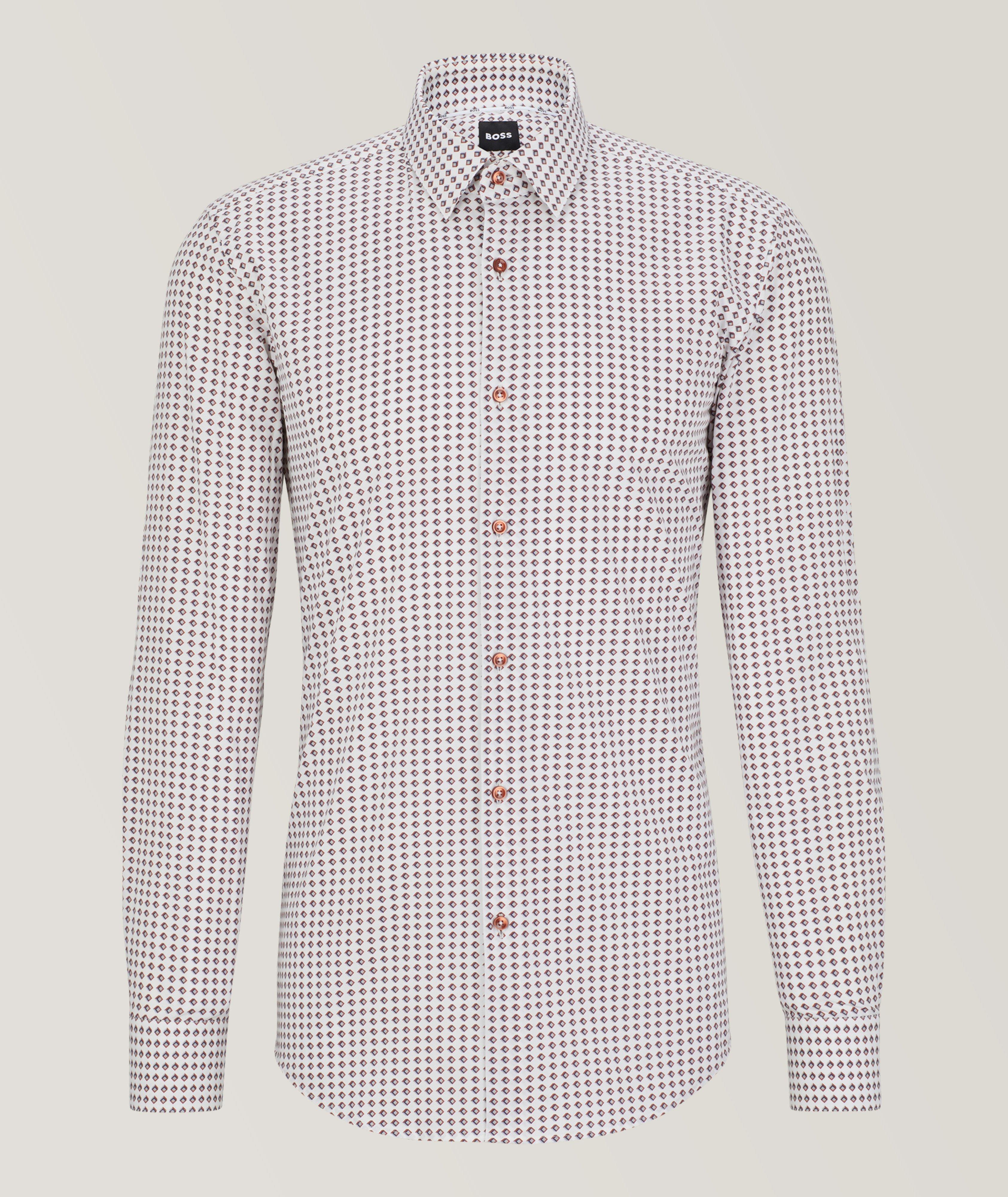 Hank All-Over Geometric Stretch-Cotton Dress Shirt image 0
