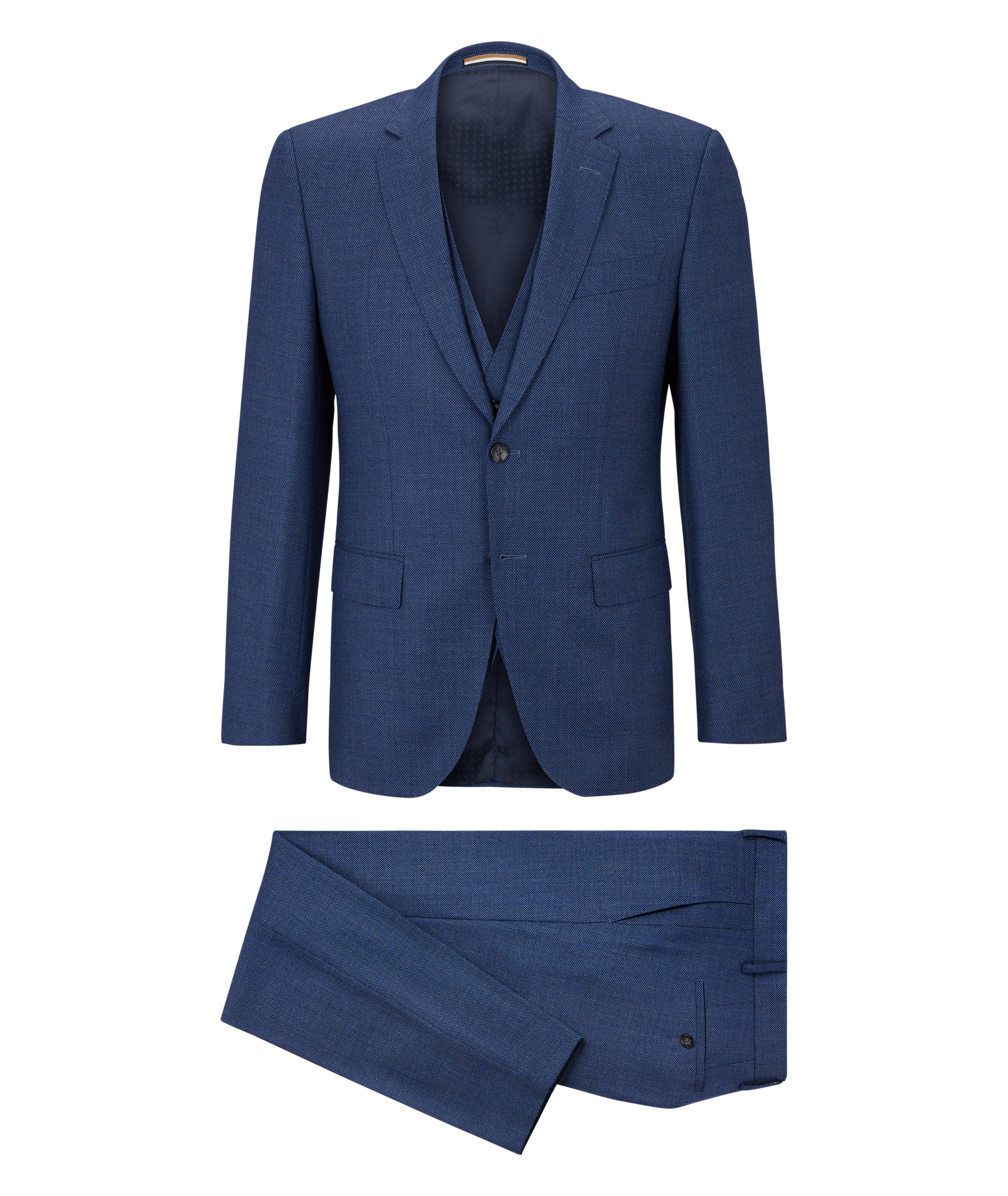 Slim-Fit Micro-Pattern Virgin-Wool Blend Suit image 0