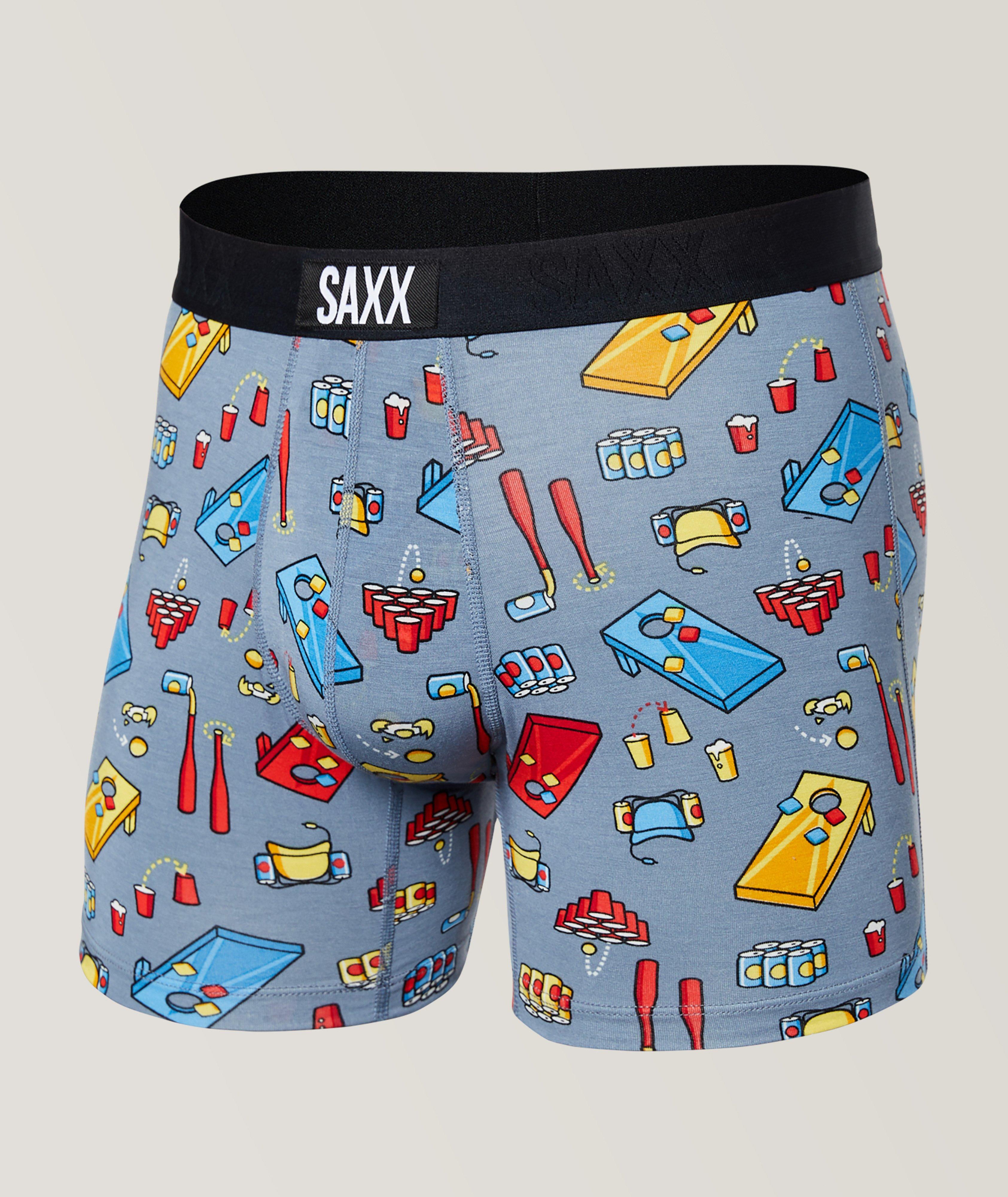 SAXX Slim Fit Beer Olympics Pattern Vibe Boxer Briefs, Underwear