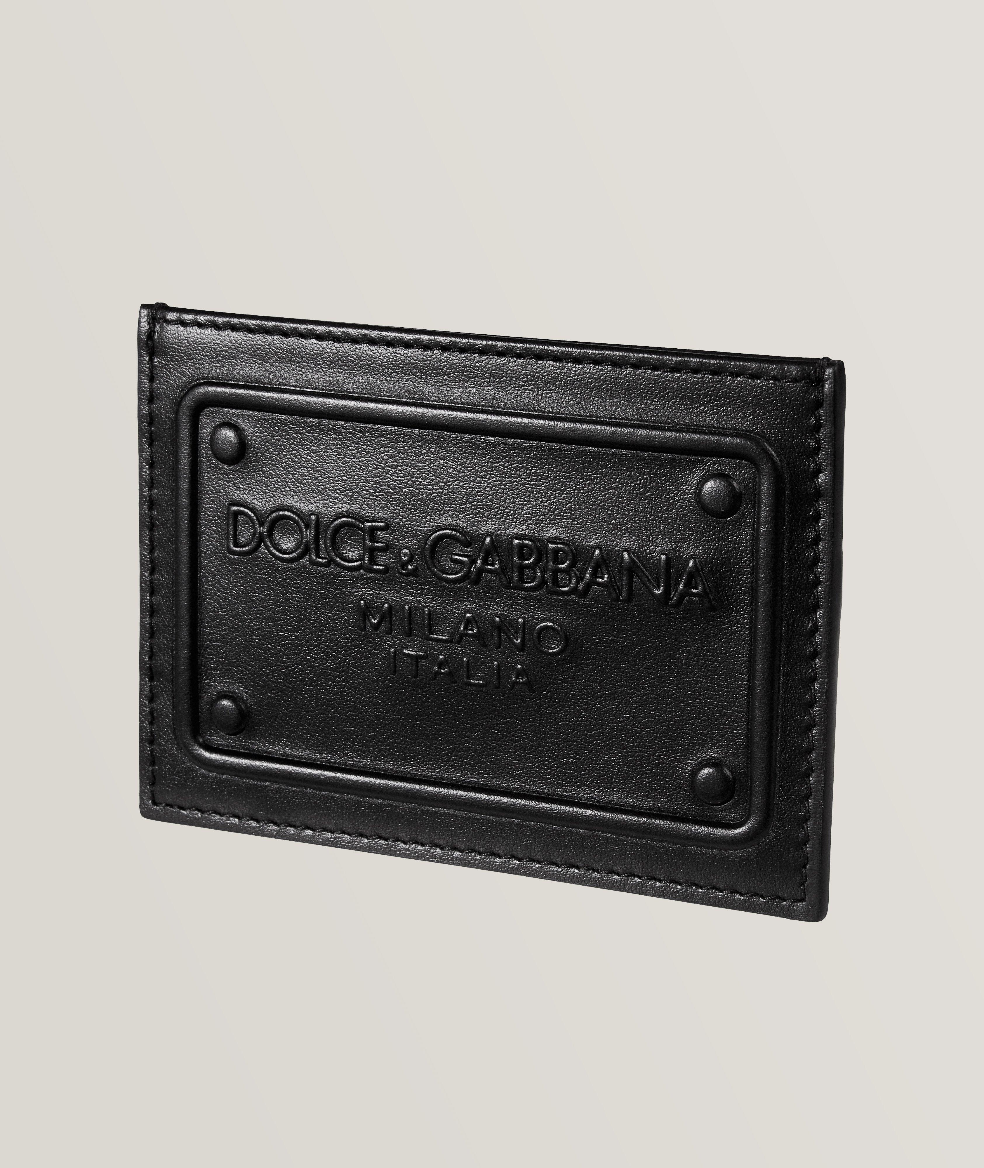 Dolce Gabbana Embossed Logo Leather Card Holder Wallets