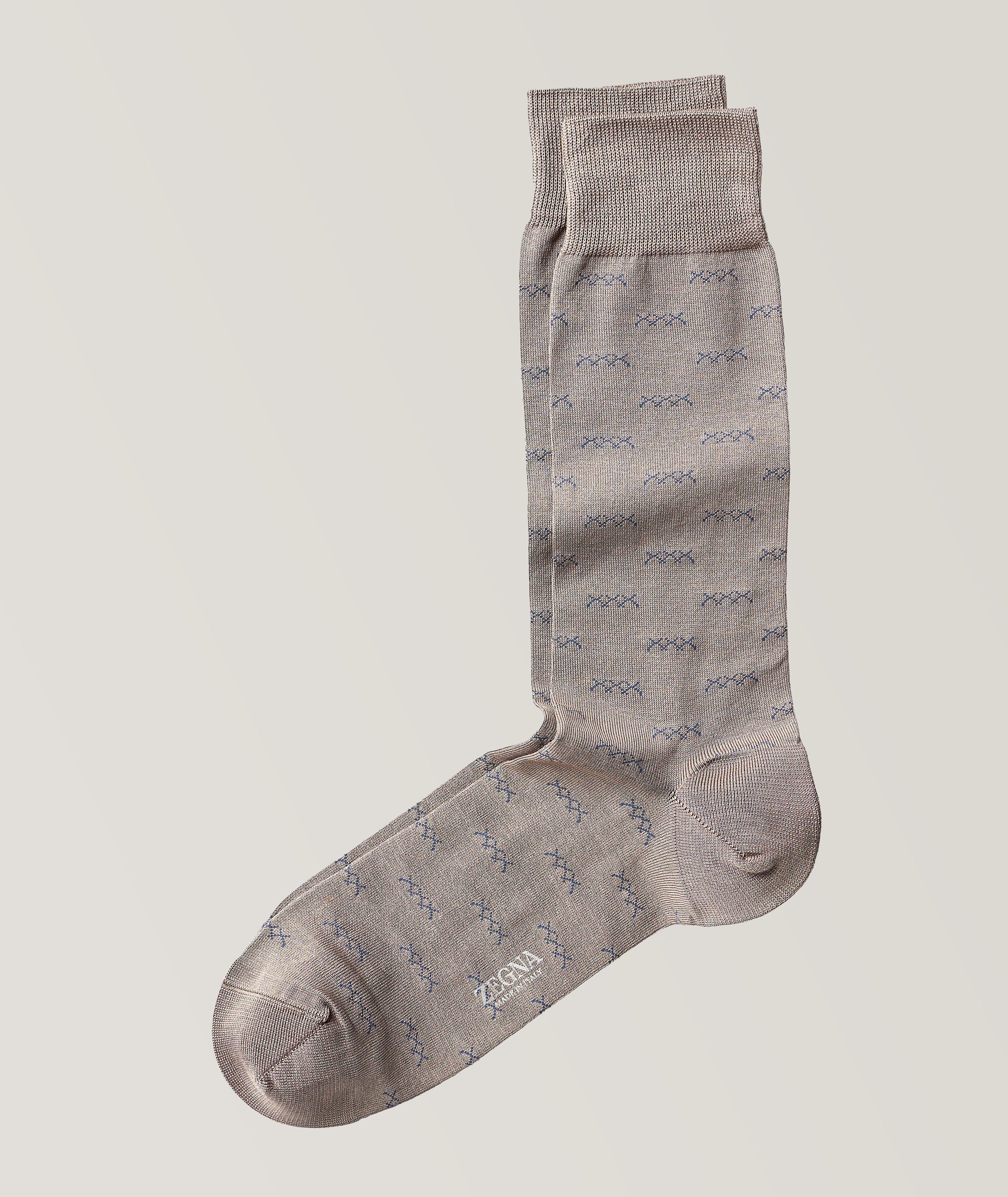 Iconic Triple-X Embroidered Stretch-Cotton Mid-Calf Socks image 0