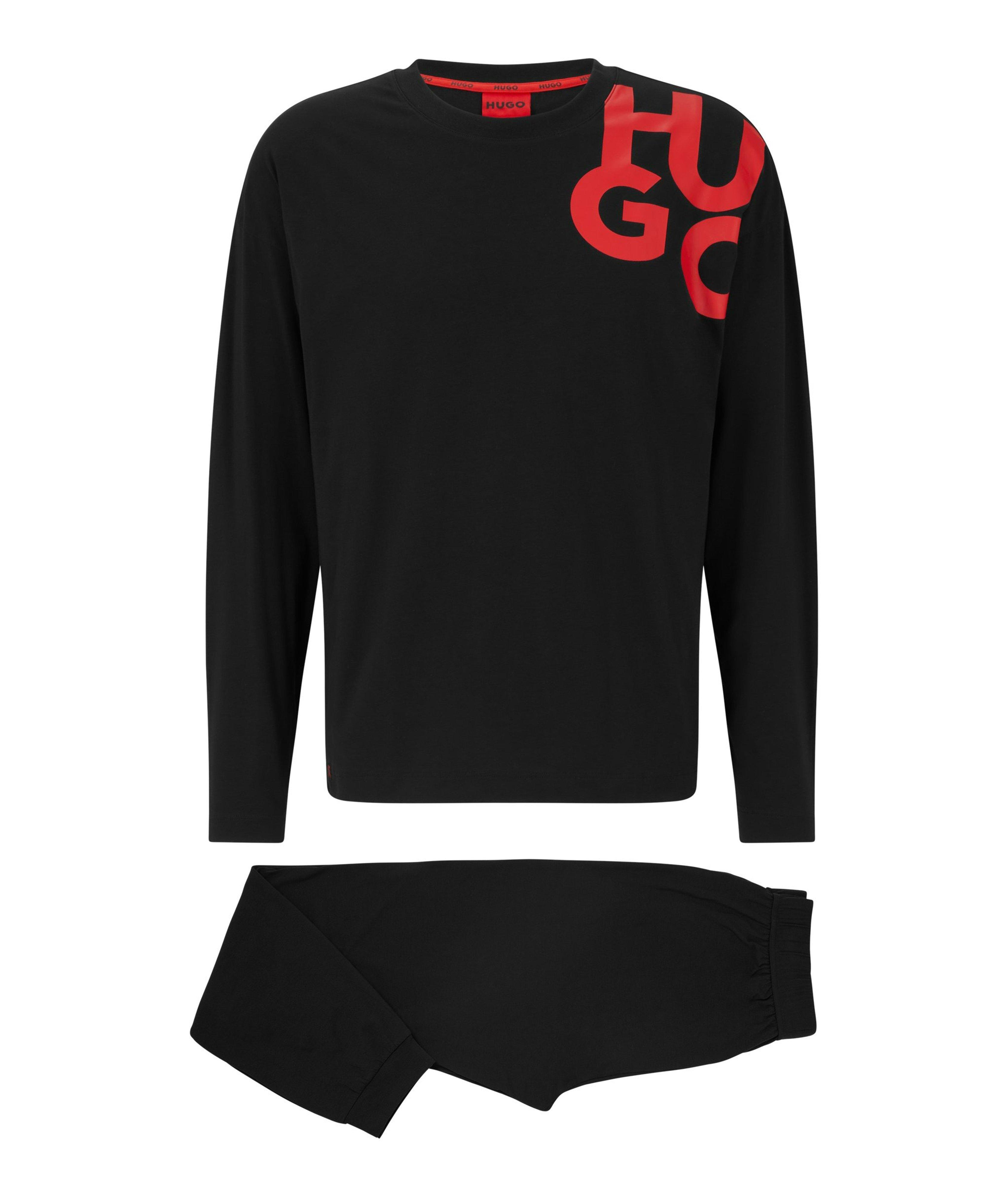Pyjama en coton et en modal avec logos image 0