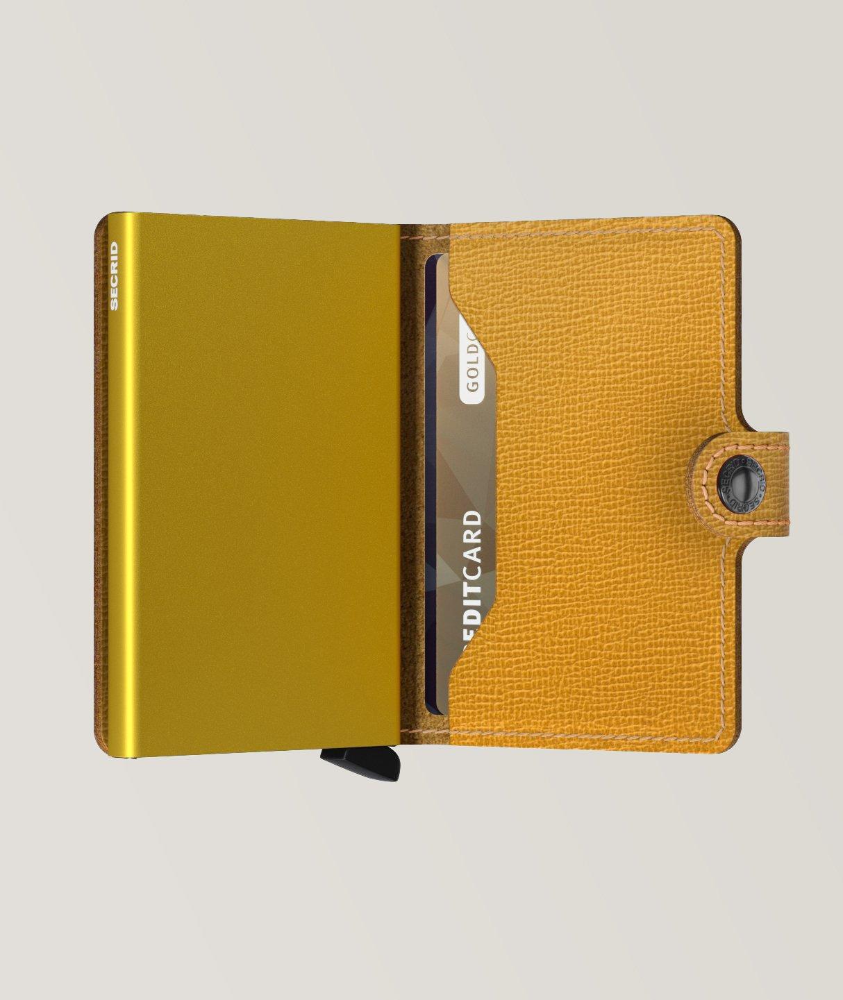 Grained Leather Ochre Mini Wallet image 2