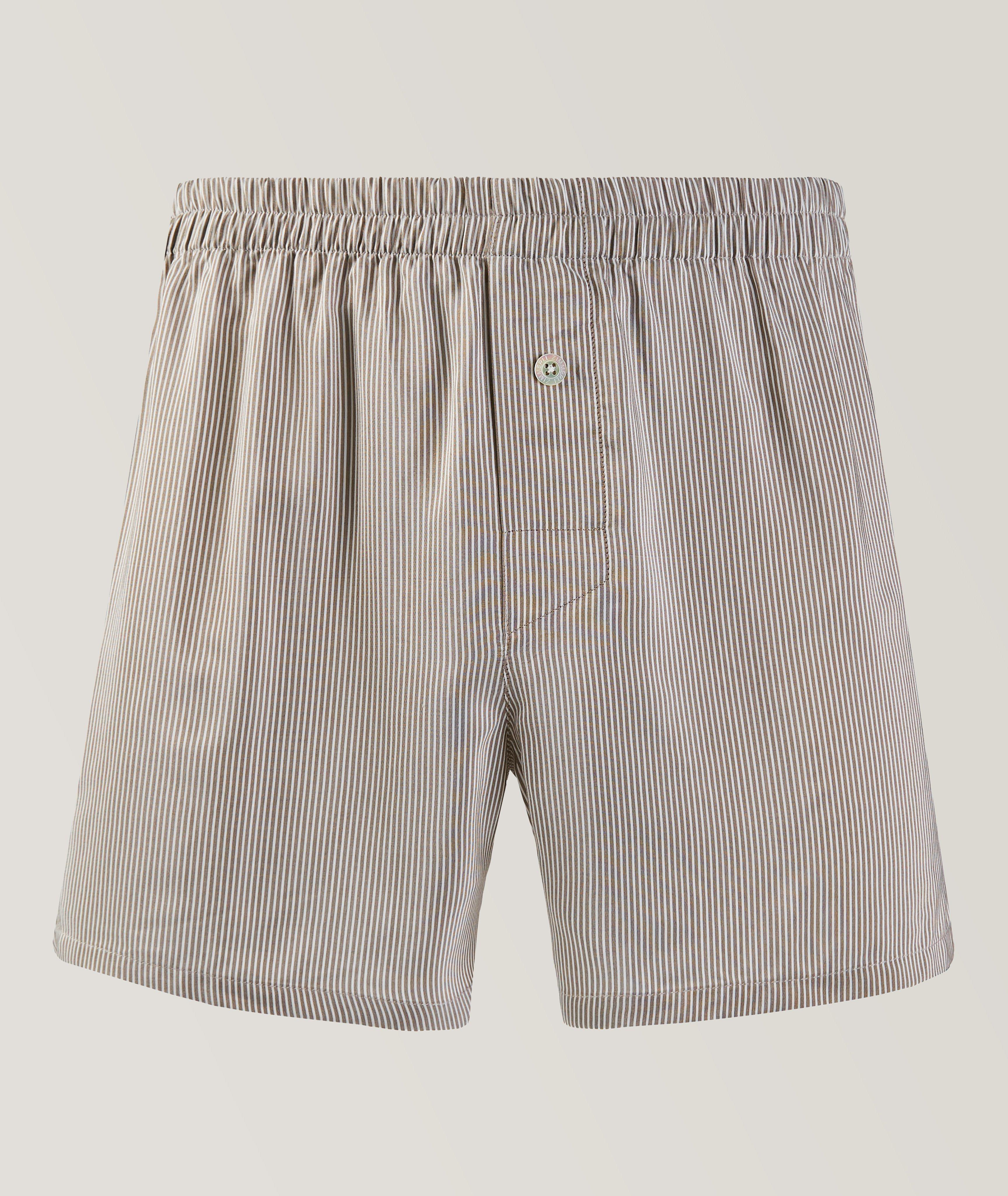 Pinstripe Patterned Silk-Blend Boxer Shorts image 0