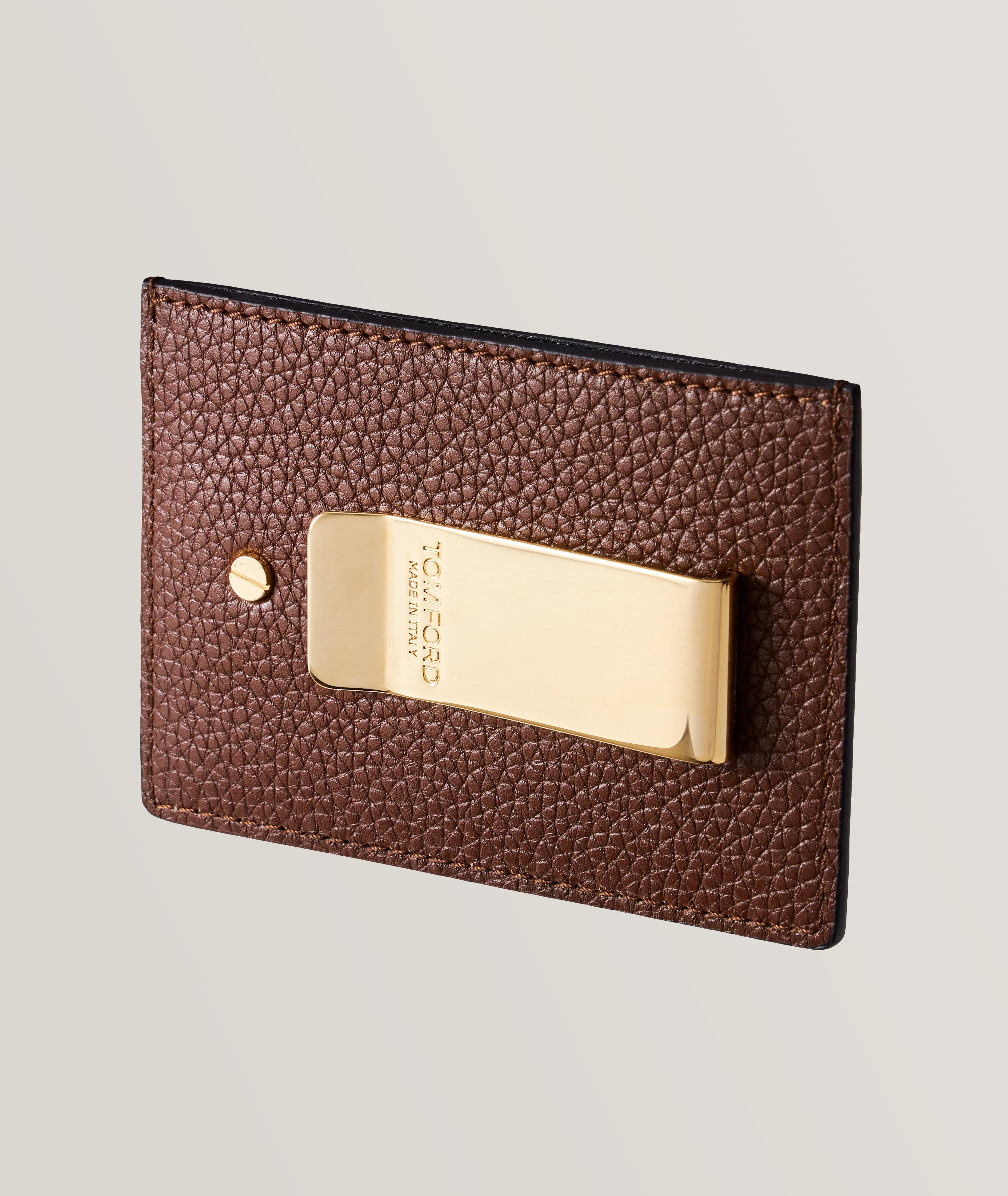 Porte-carte en cuir grenu avec pince à billets image 1