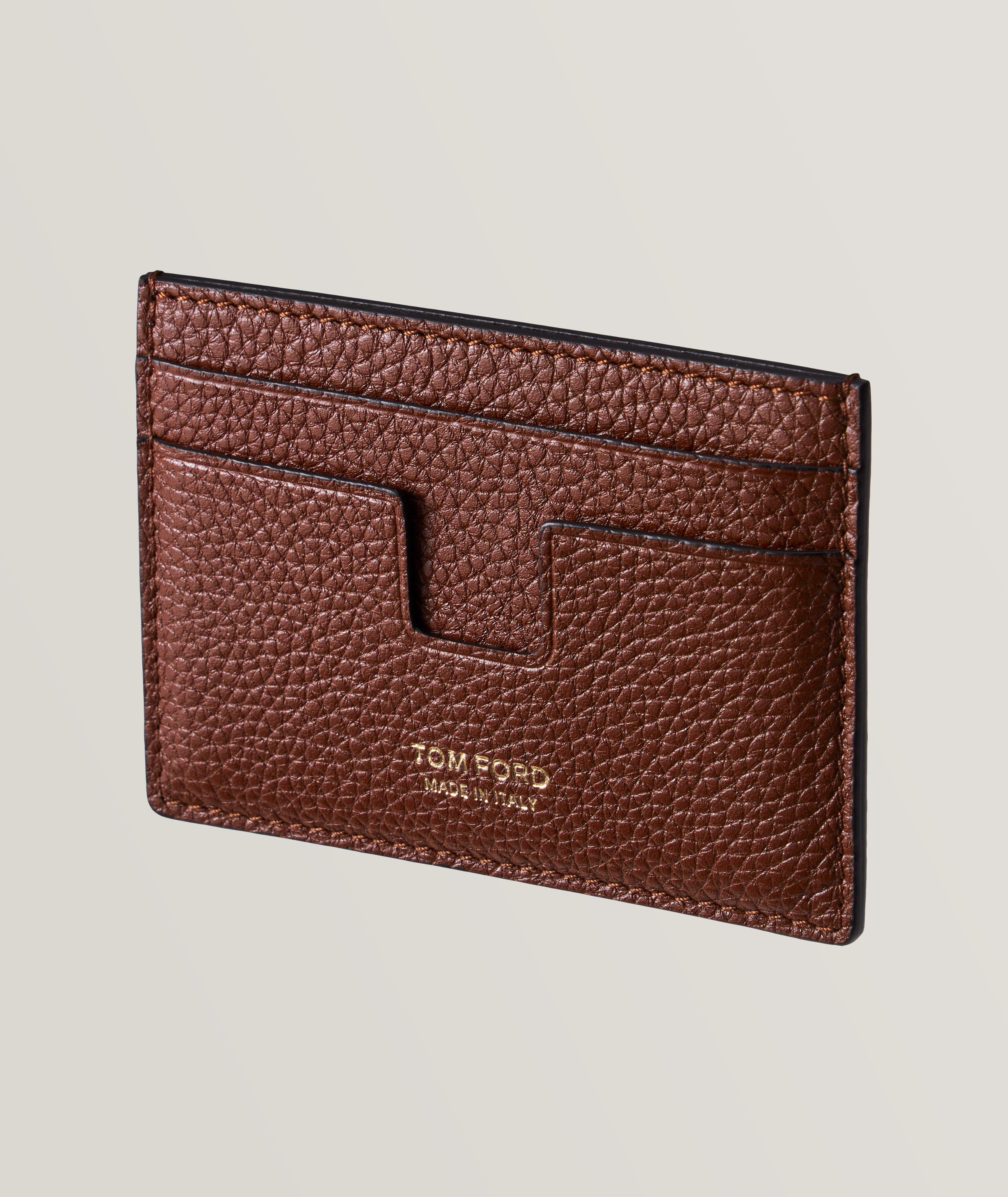 Porte-carte en cuir grenu avec pince à billets image 0