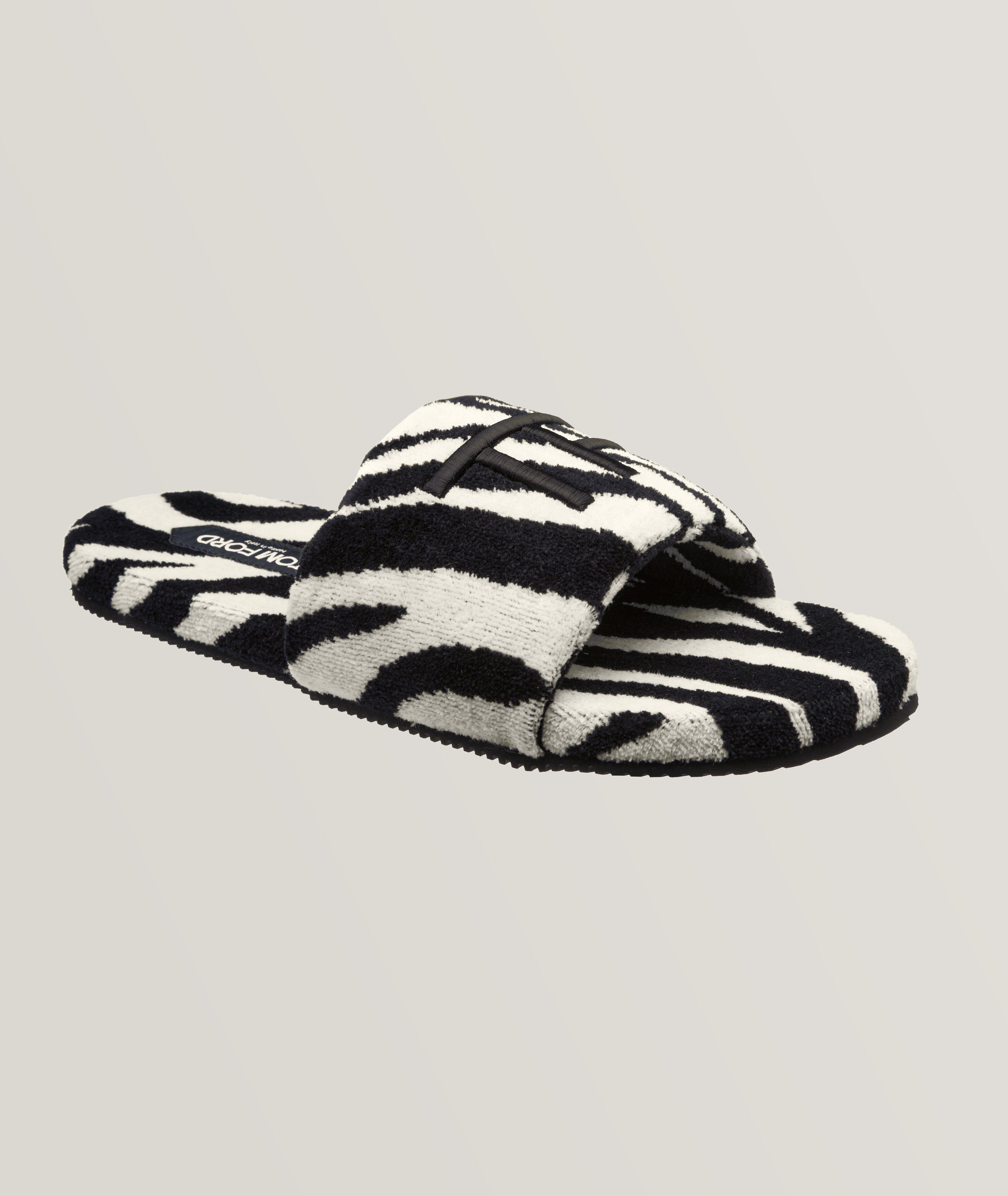 Harrison Jacquard Zebra Print Slippers image 0