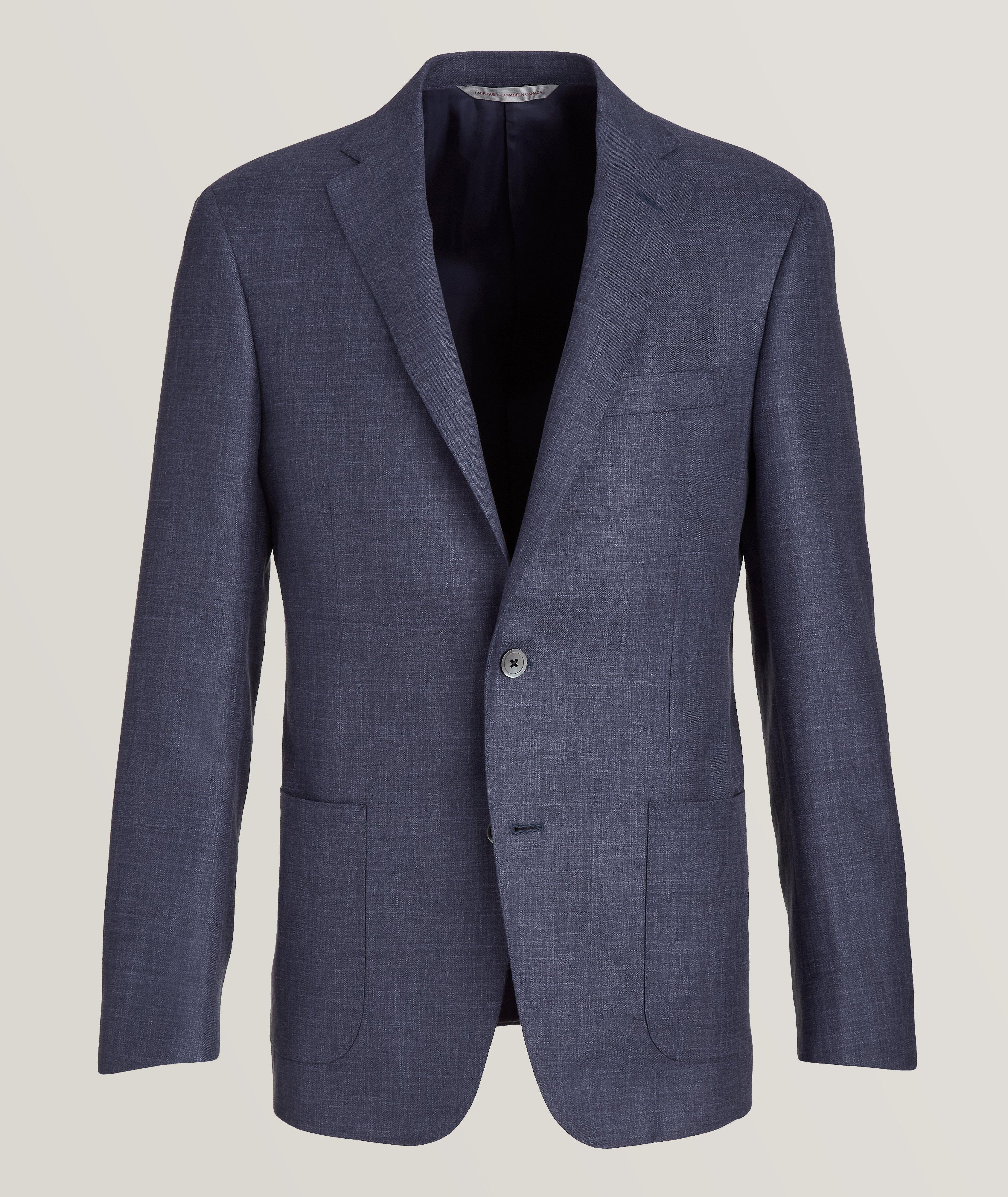 Samuelsohn Cosmo Wool-Silk-Linen Crosshatch Sport Jacket | Sport ...