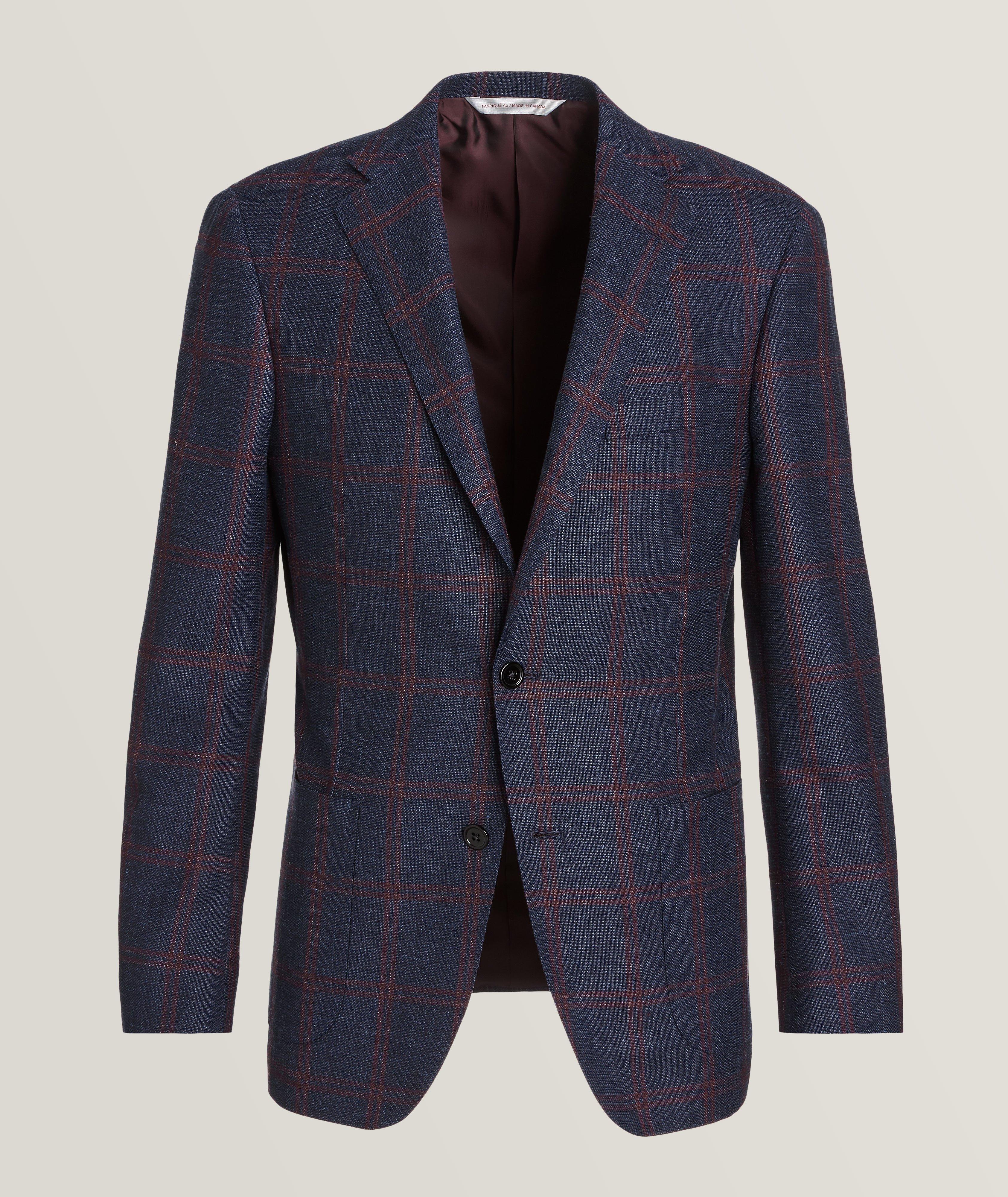 Windowpane Pattern Wool Blend Sport Jacket image 0