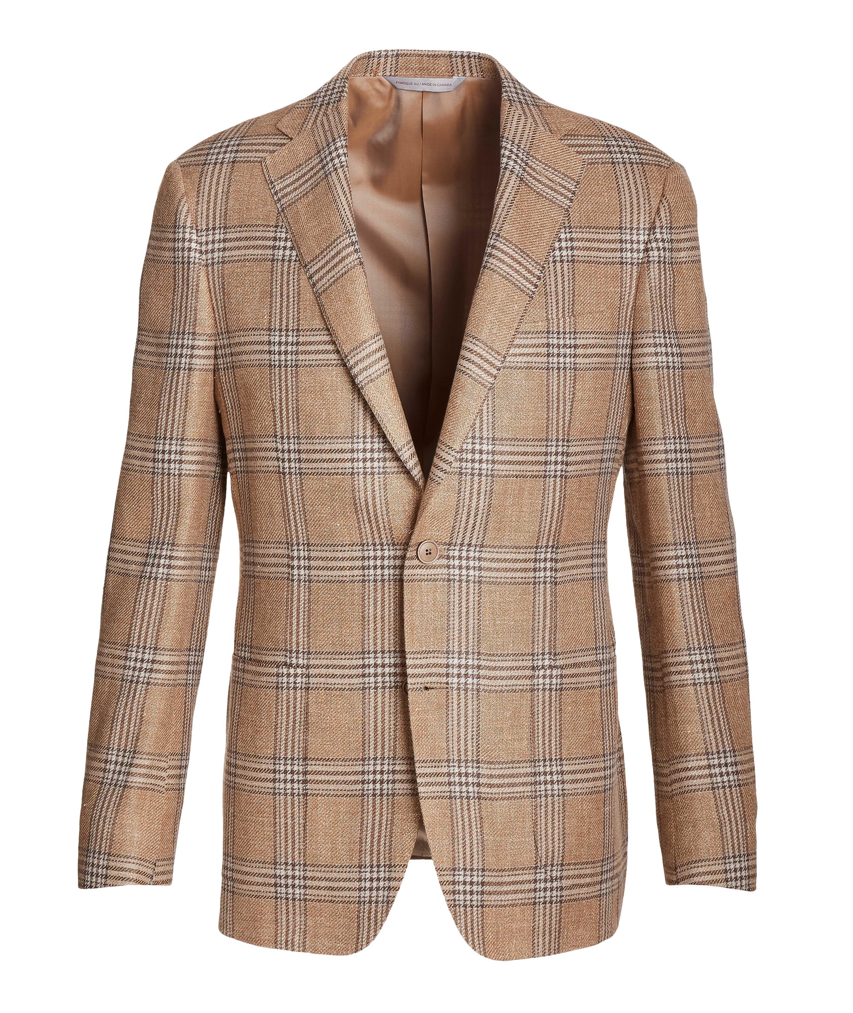 Samuelsohn Veston Cosmo en lin, en soie et en coton à carreaux