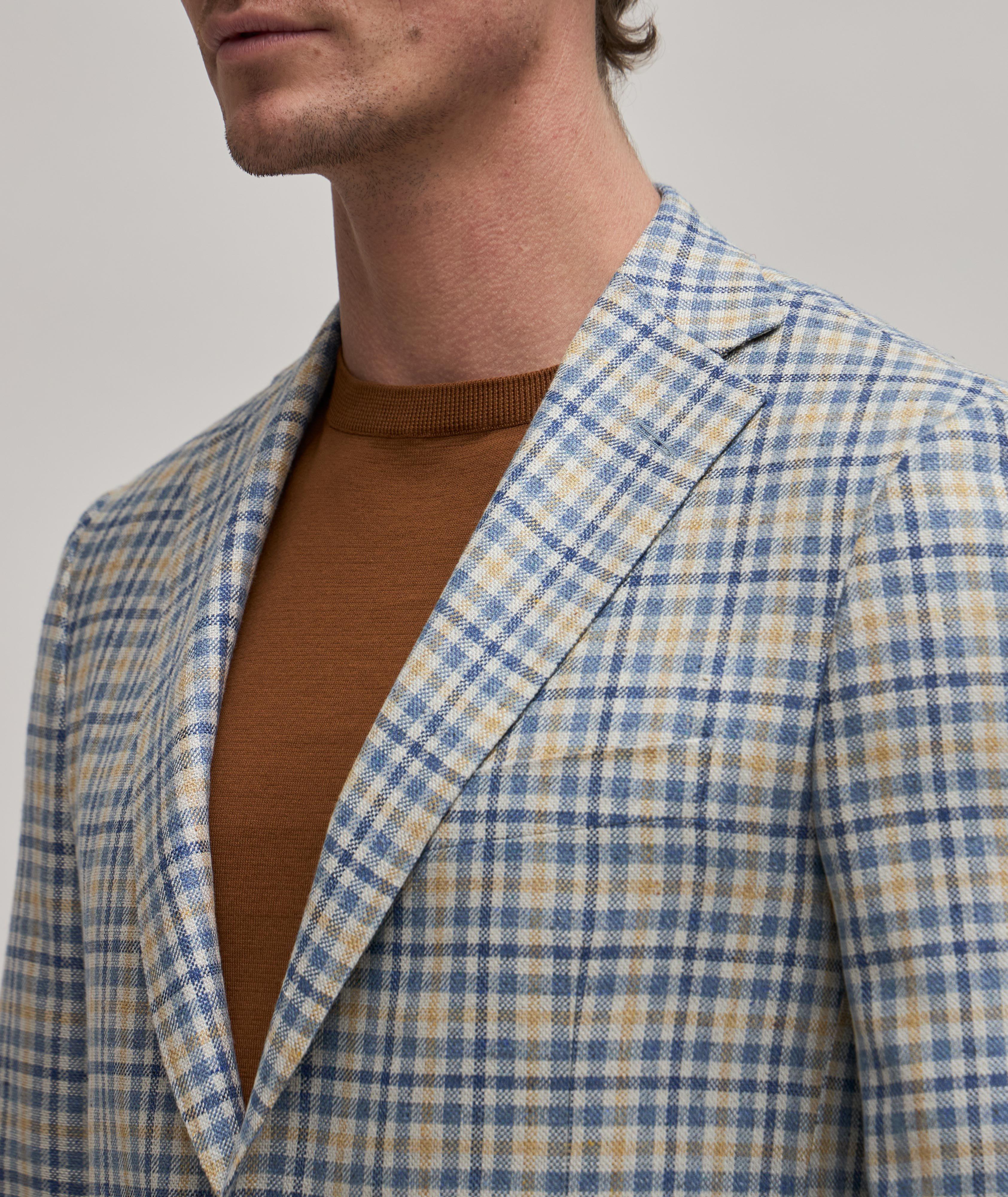 Cosmo Wool-Silk Plaid Sport Jacket image 4