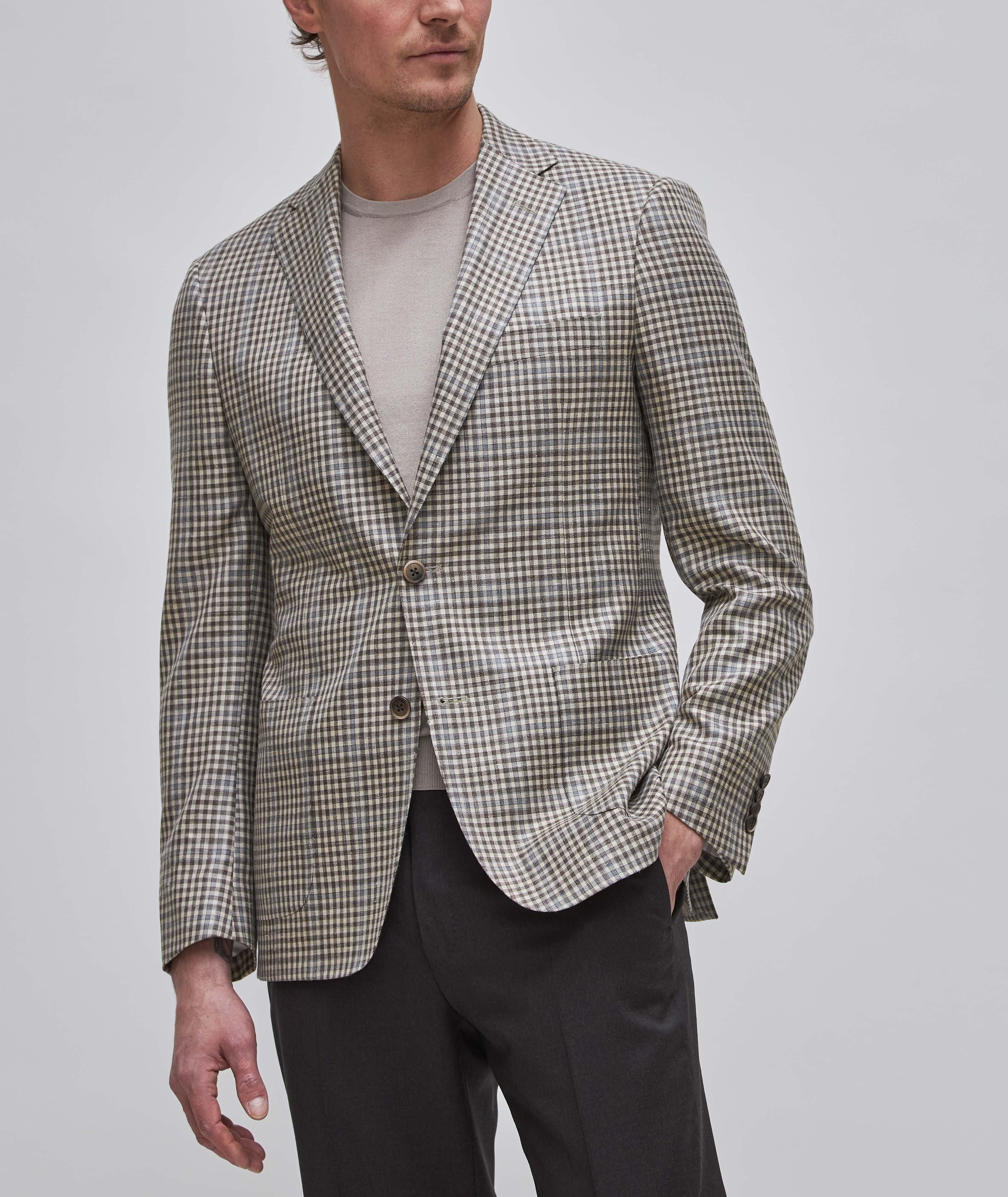 Cosmo Gingham Wool, Silk & Linen Sport Jacket image 1