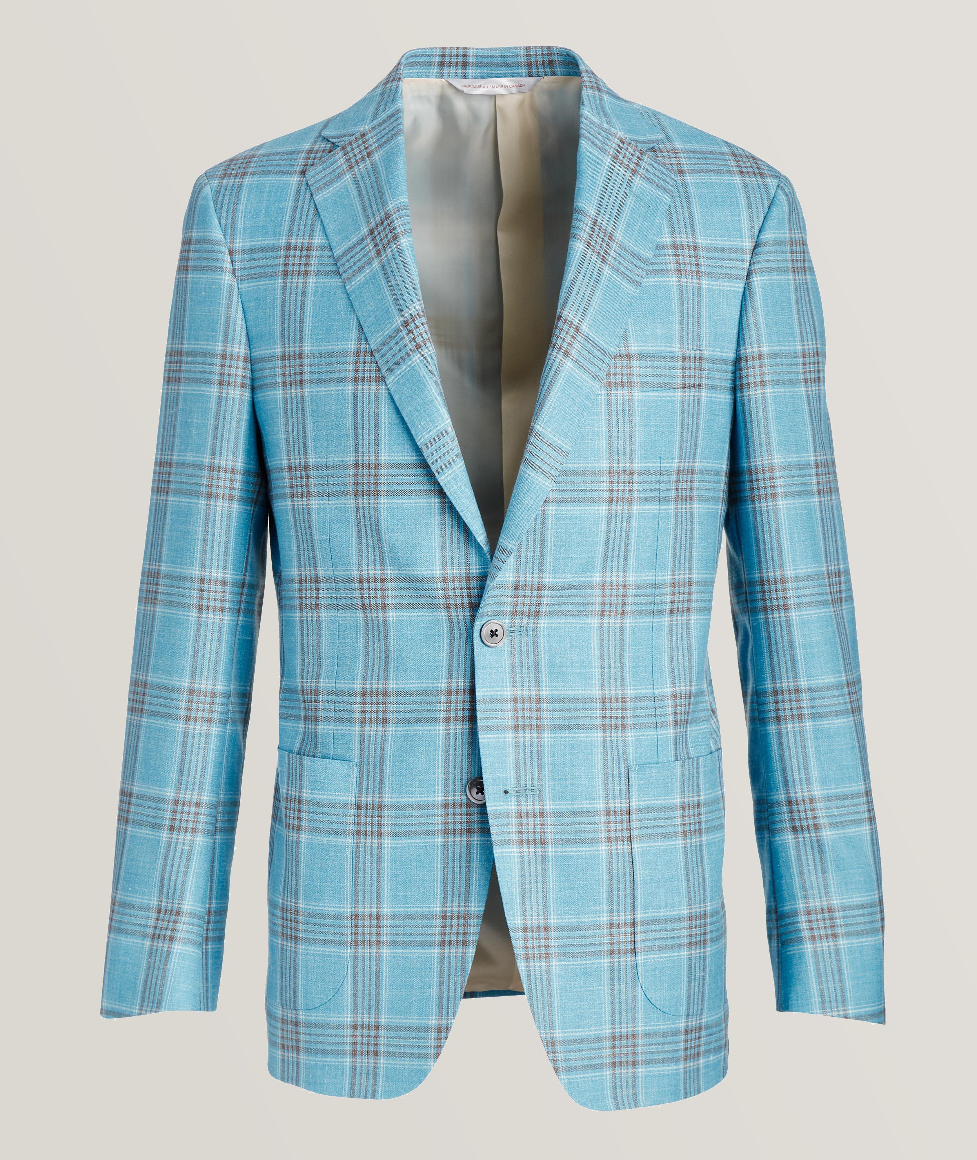 Samuelsohn Cosmo Plaid Wool, Silk & Linen Sport Jacket