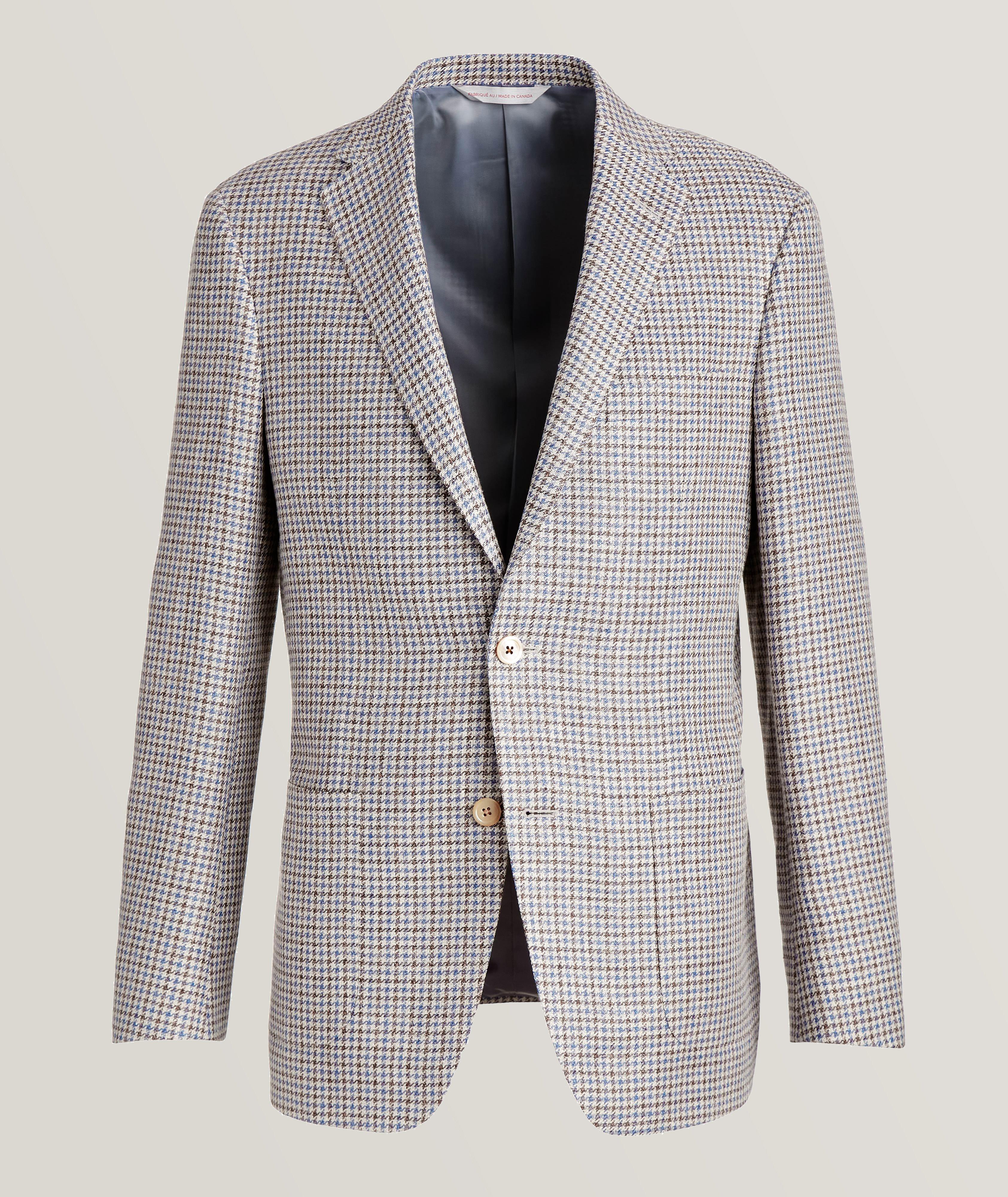 Samuelsohn Cosmo Linen-Silk-Cotton Houndstooth Sport Jacket, Sport Jackets