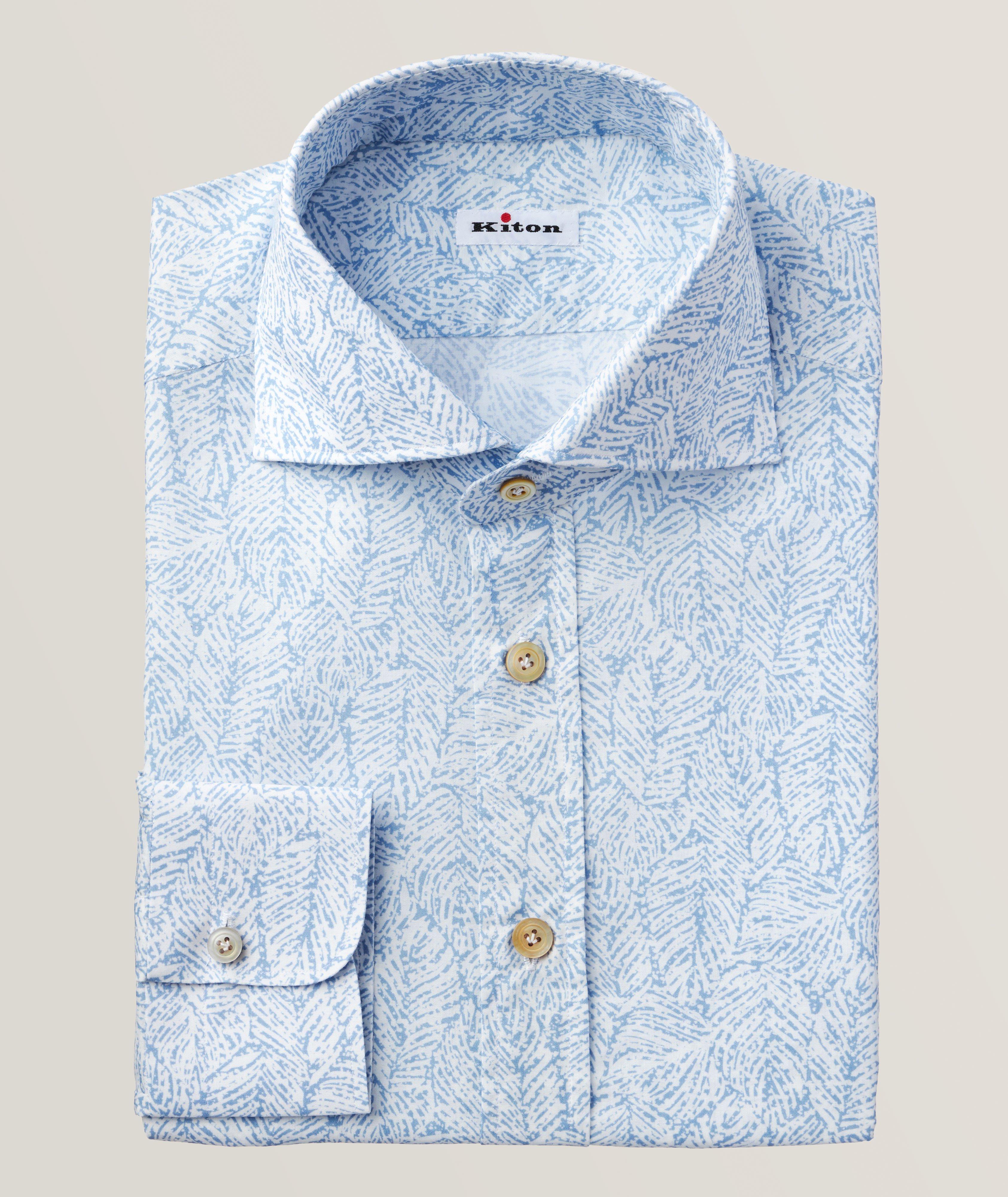 Slim-Fit Leaf Print Dress Shirt image 0