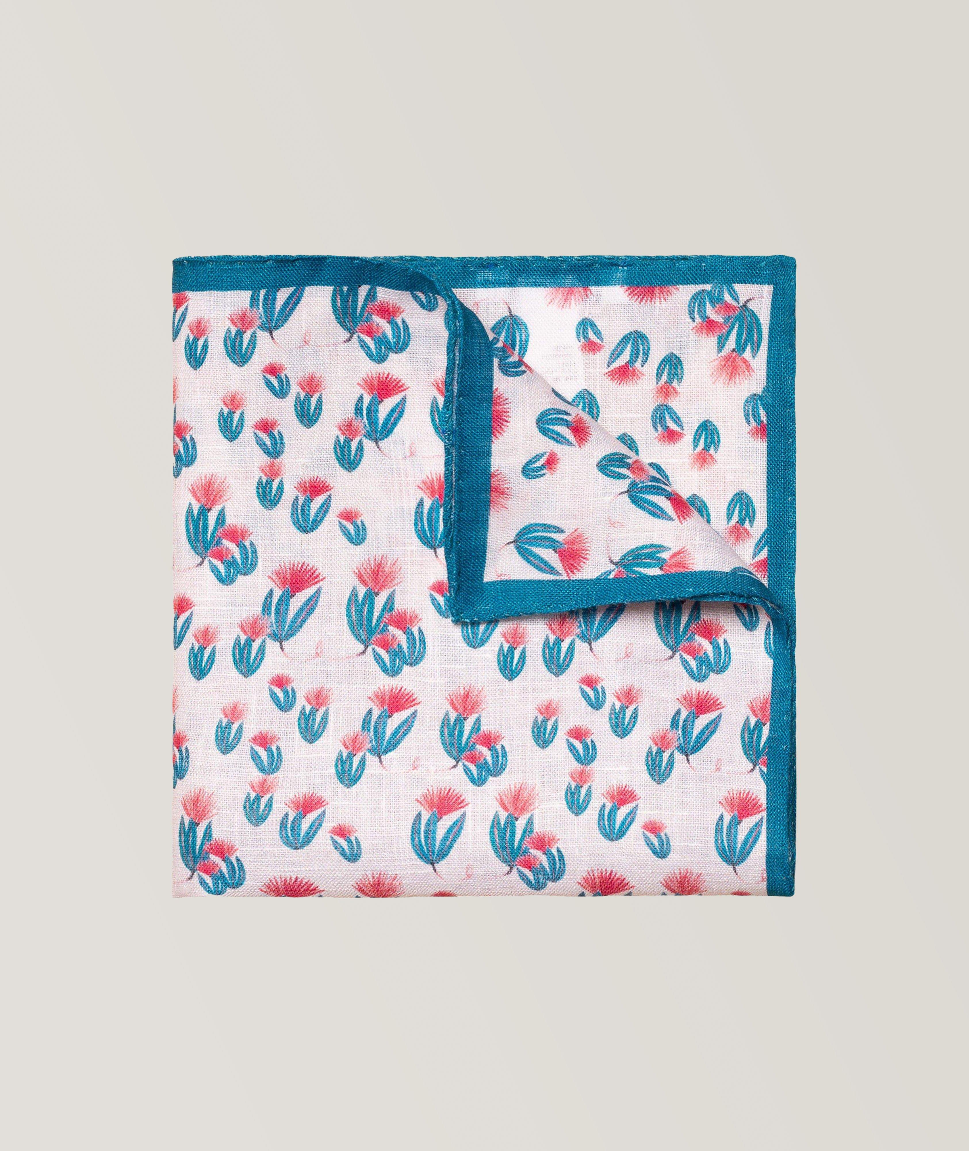 Mouchoir de poche en lin à motif floral image 1