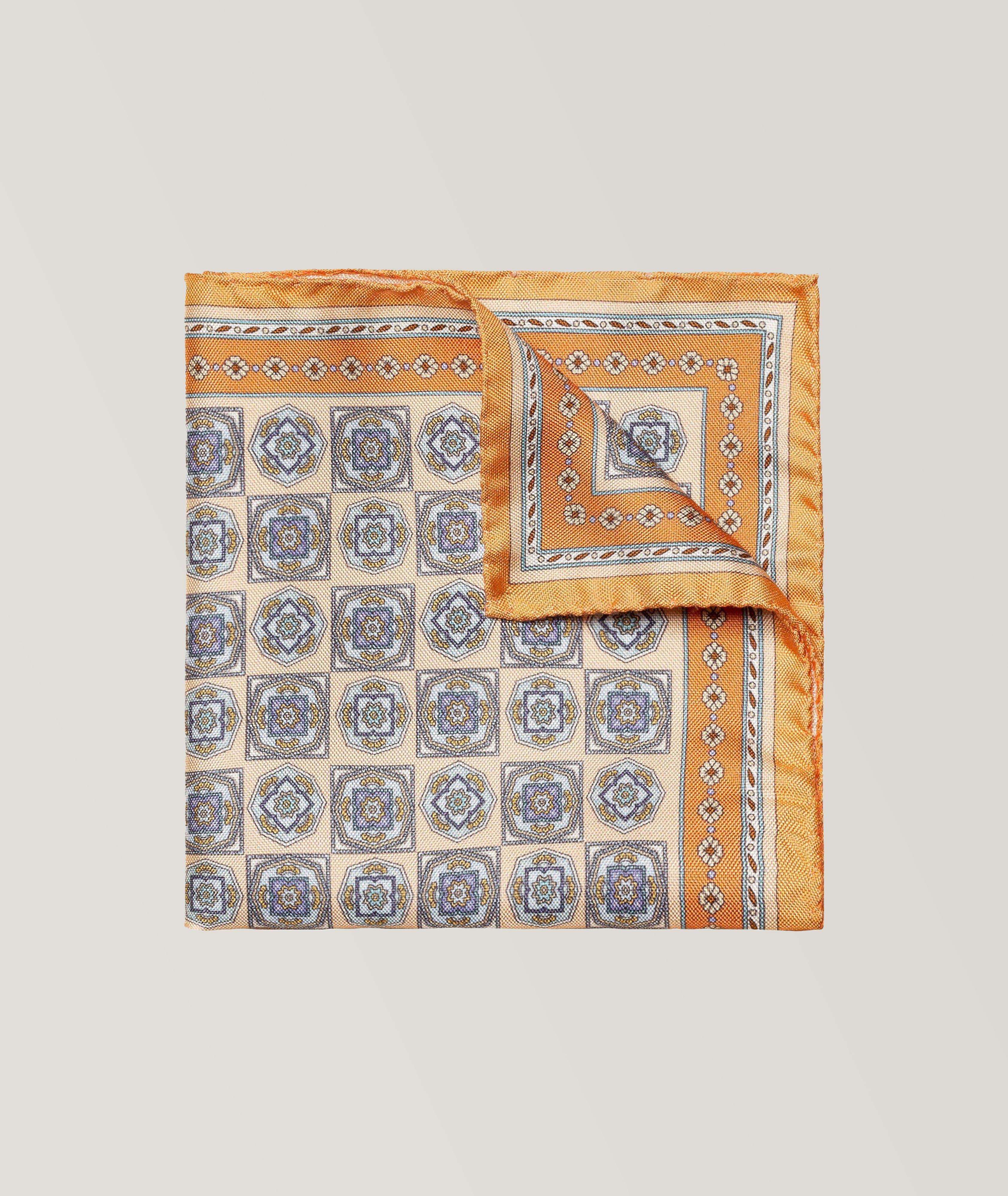 Medallion Pattern Silk Pocket Square image 1
