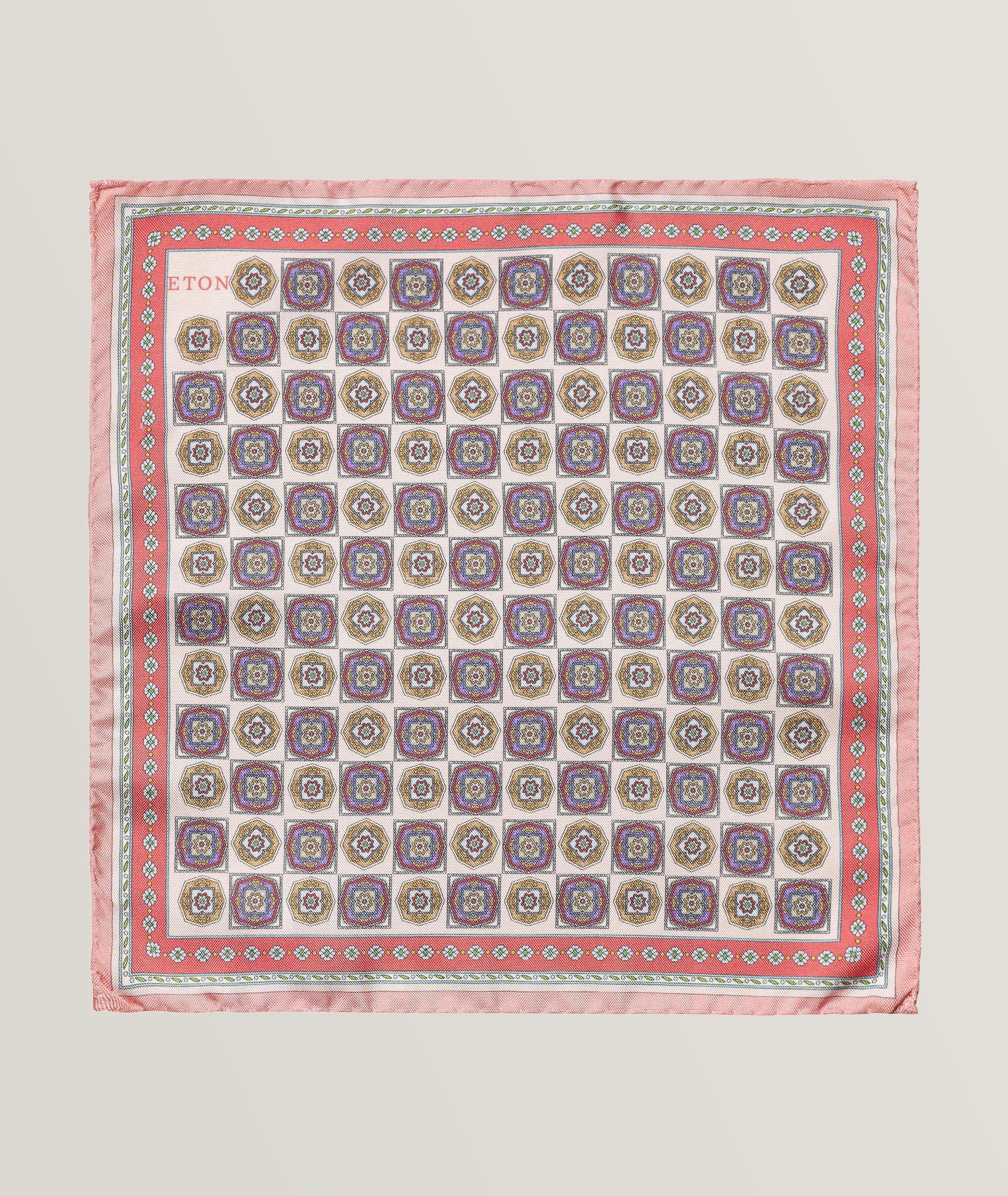 Medallion Patterned Silk Pocket Square image 0