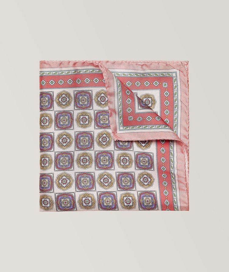 Medallion Patterned Silk Pocket Square image 1