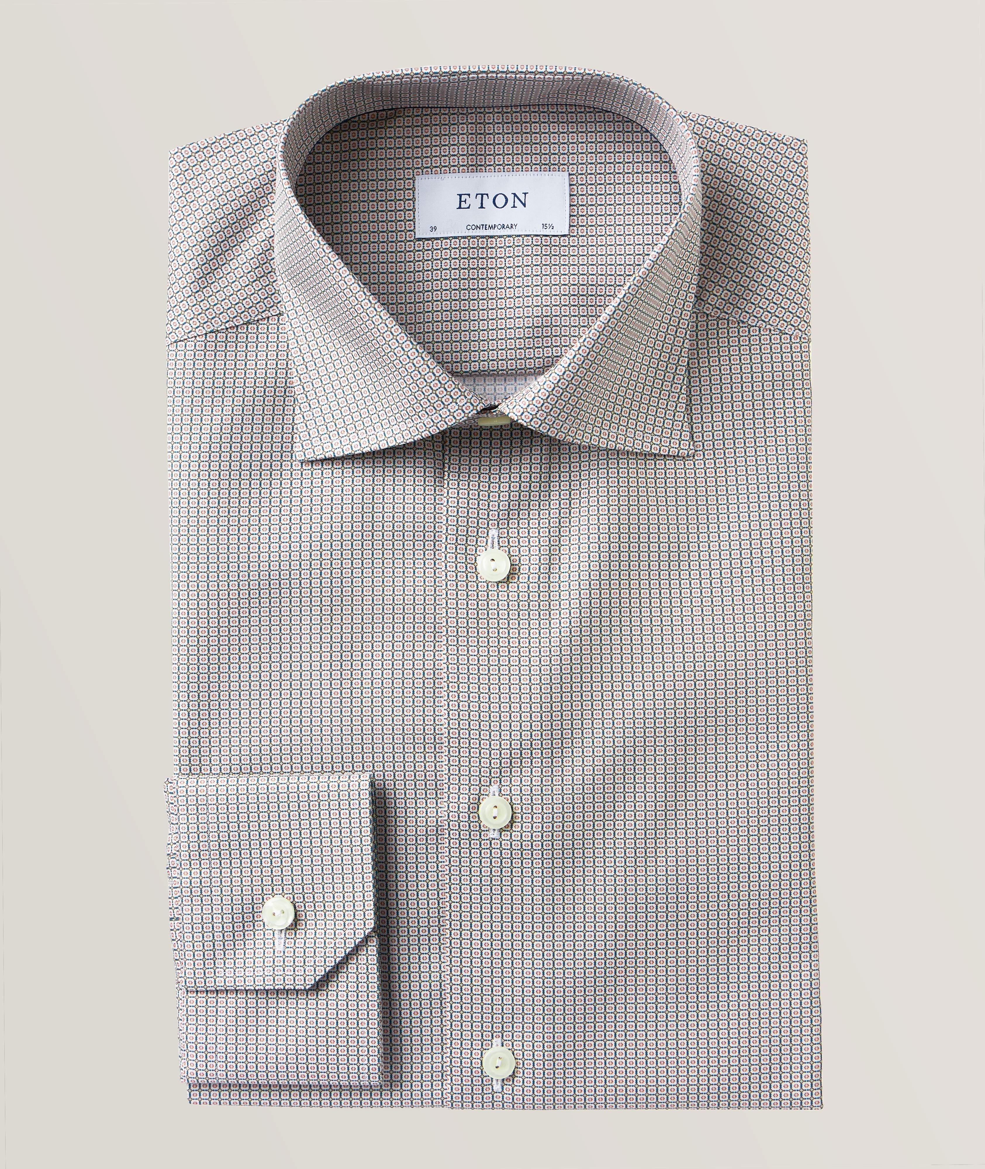 Brown Houndstooth Print Signature Twill Shirt - Eton