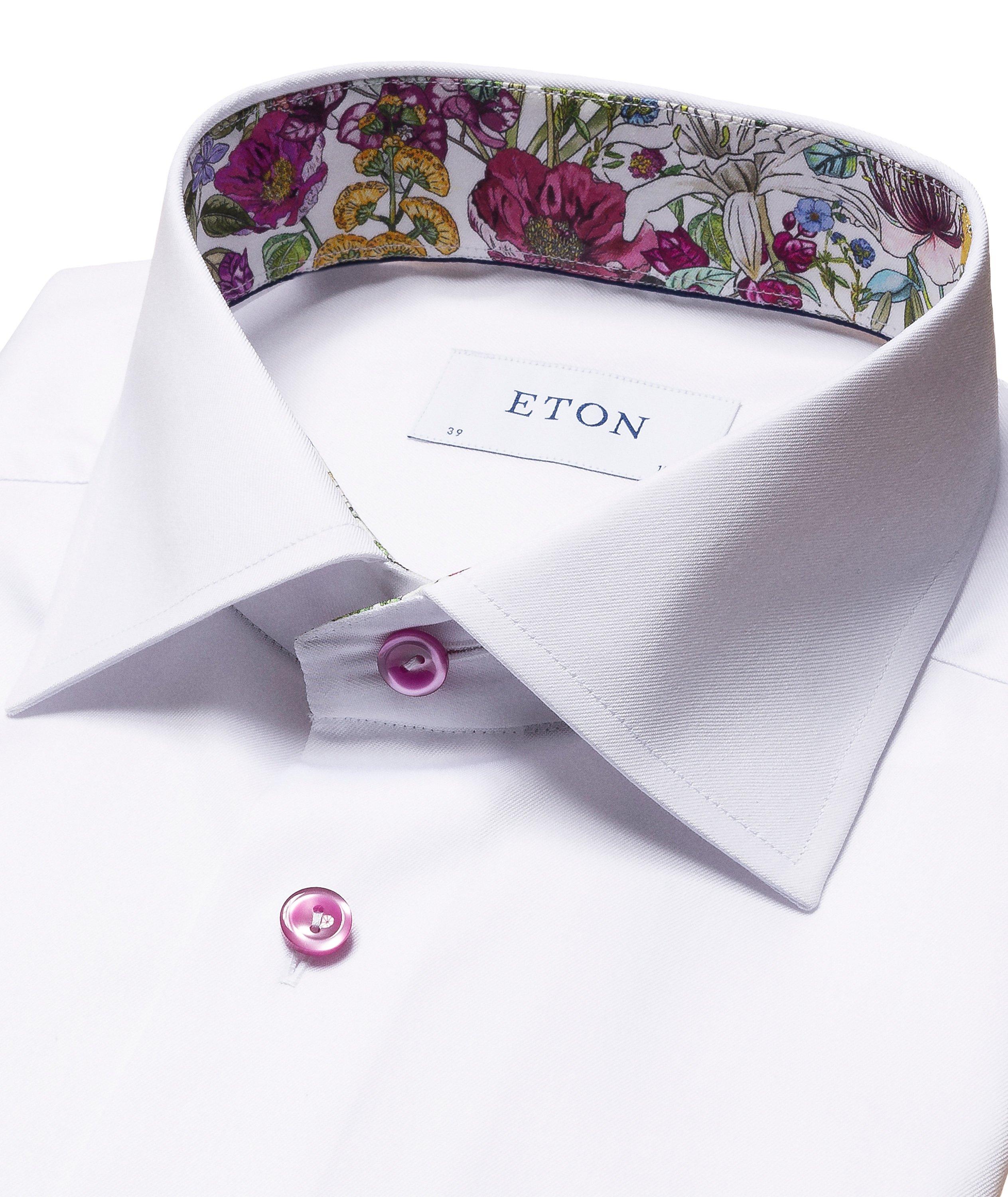 Slim-Fit Floral Contrast Cotton Twill Dress Shirt image 3