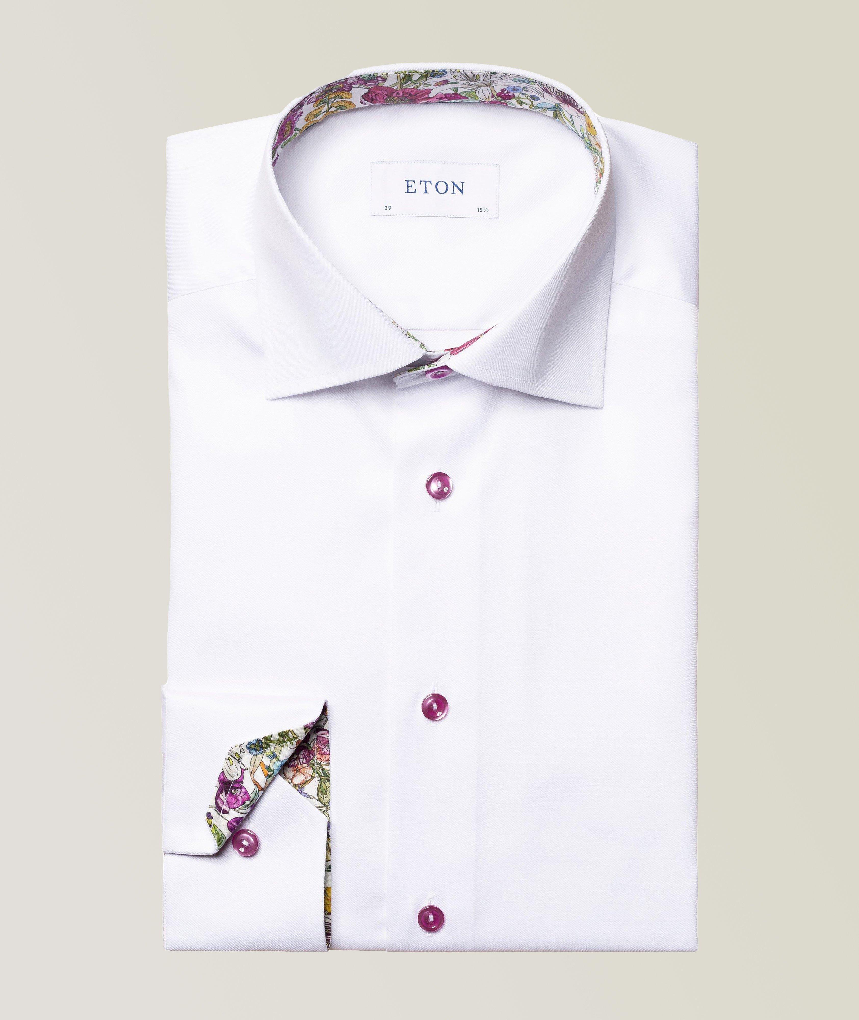 Slim-Fit Floral Contrast Cotton Twill Dress Shirt image 0