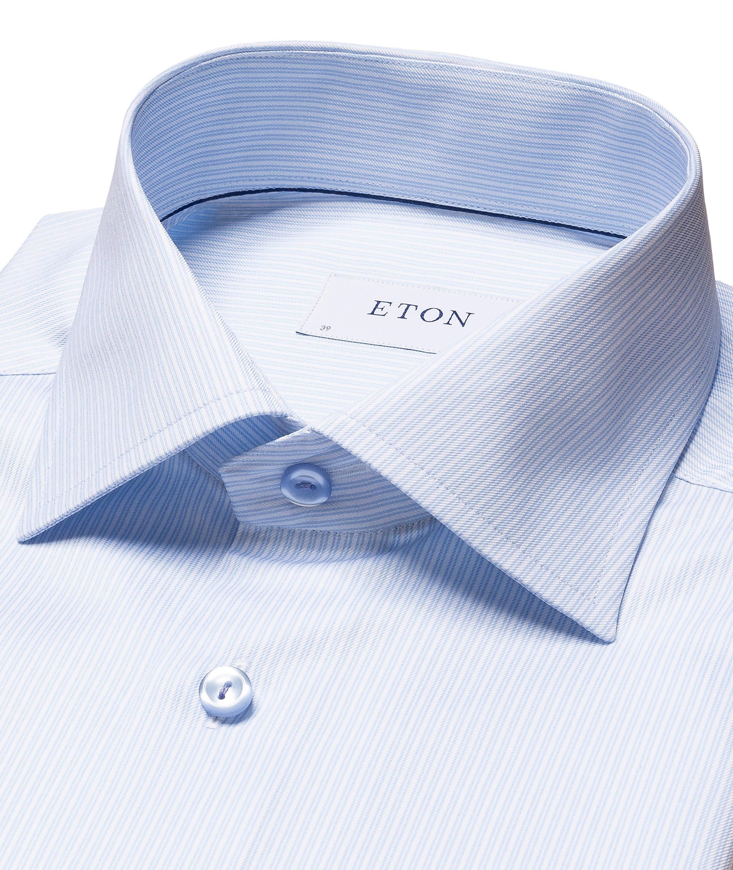 Contemporary-Fit Striped Pattern Cotton Twill Shirt image 1