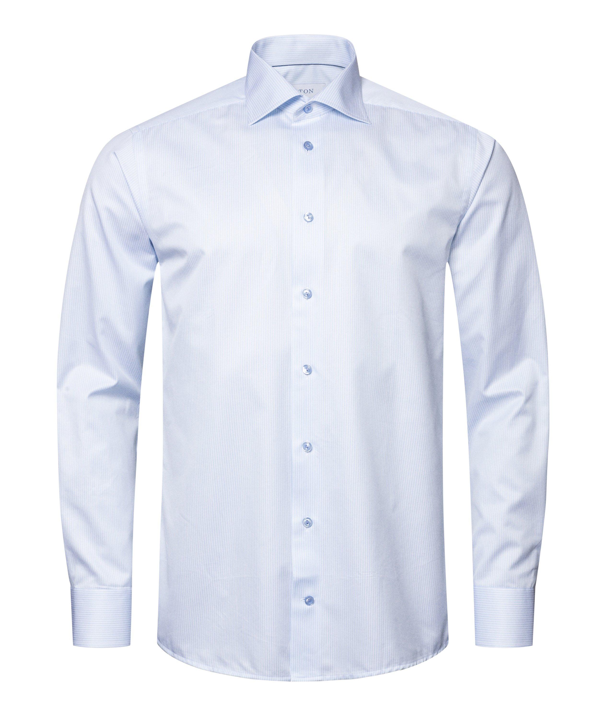 Contemporary-Fit Striped Pattern Cotton Twill Shirt image 2