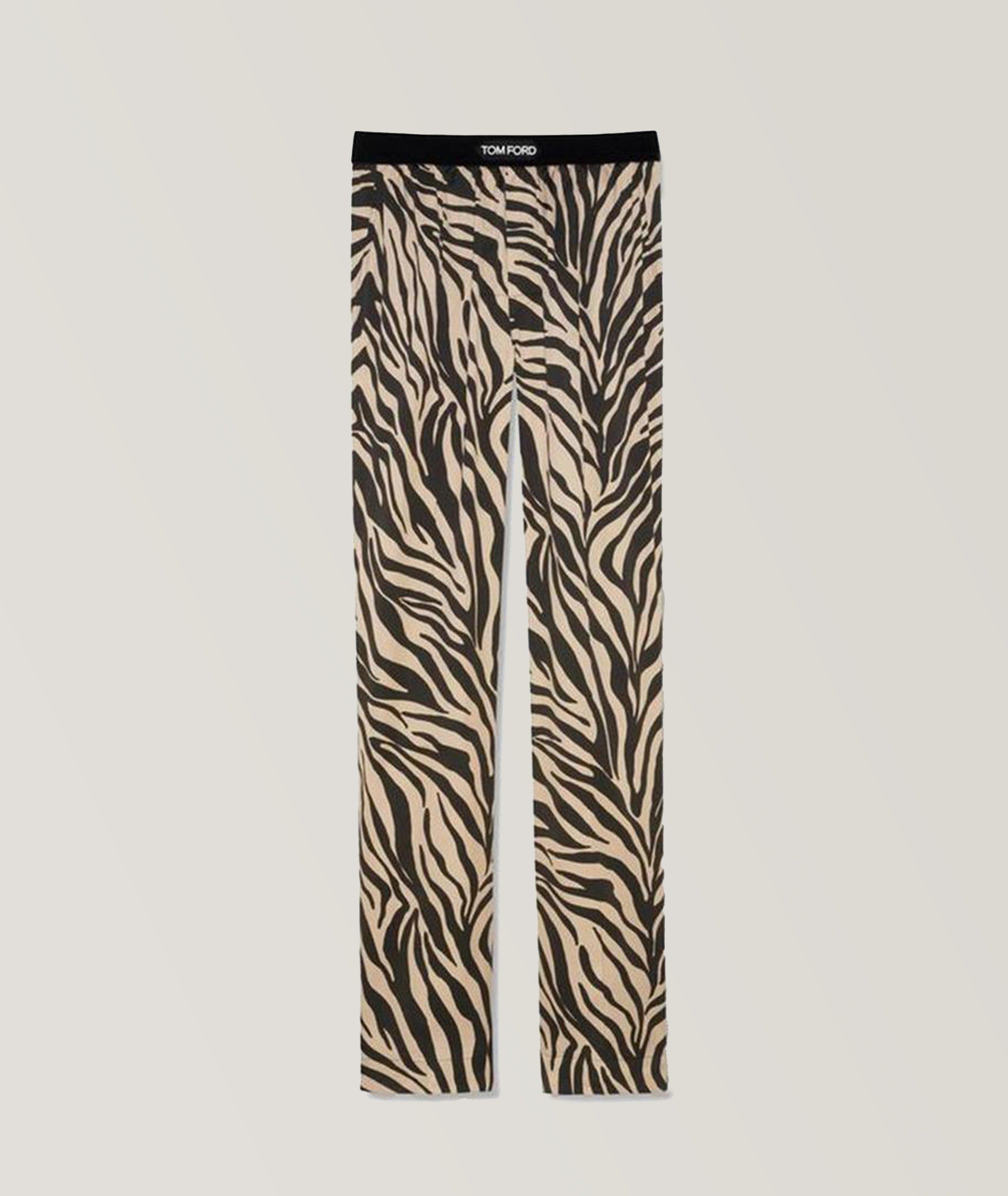 Zebra Print Silk Pajama Pants image 0