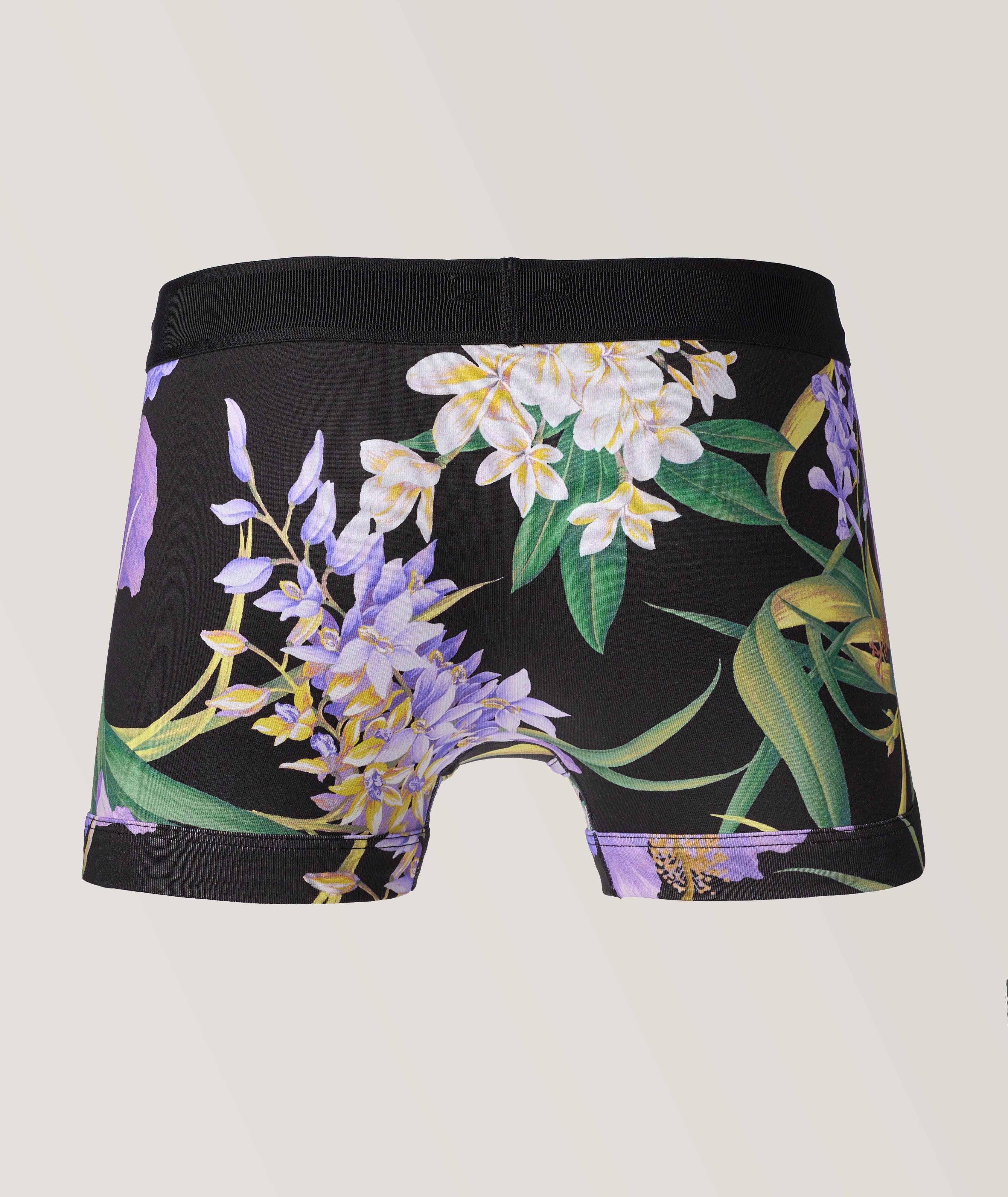 Orchid Print Stretch-Cotton Boxer Brief image 1