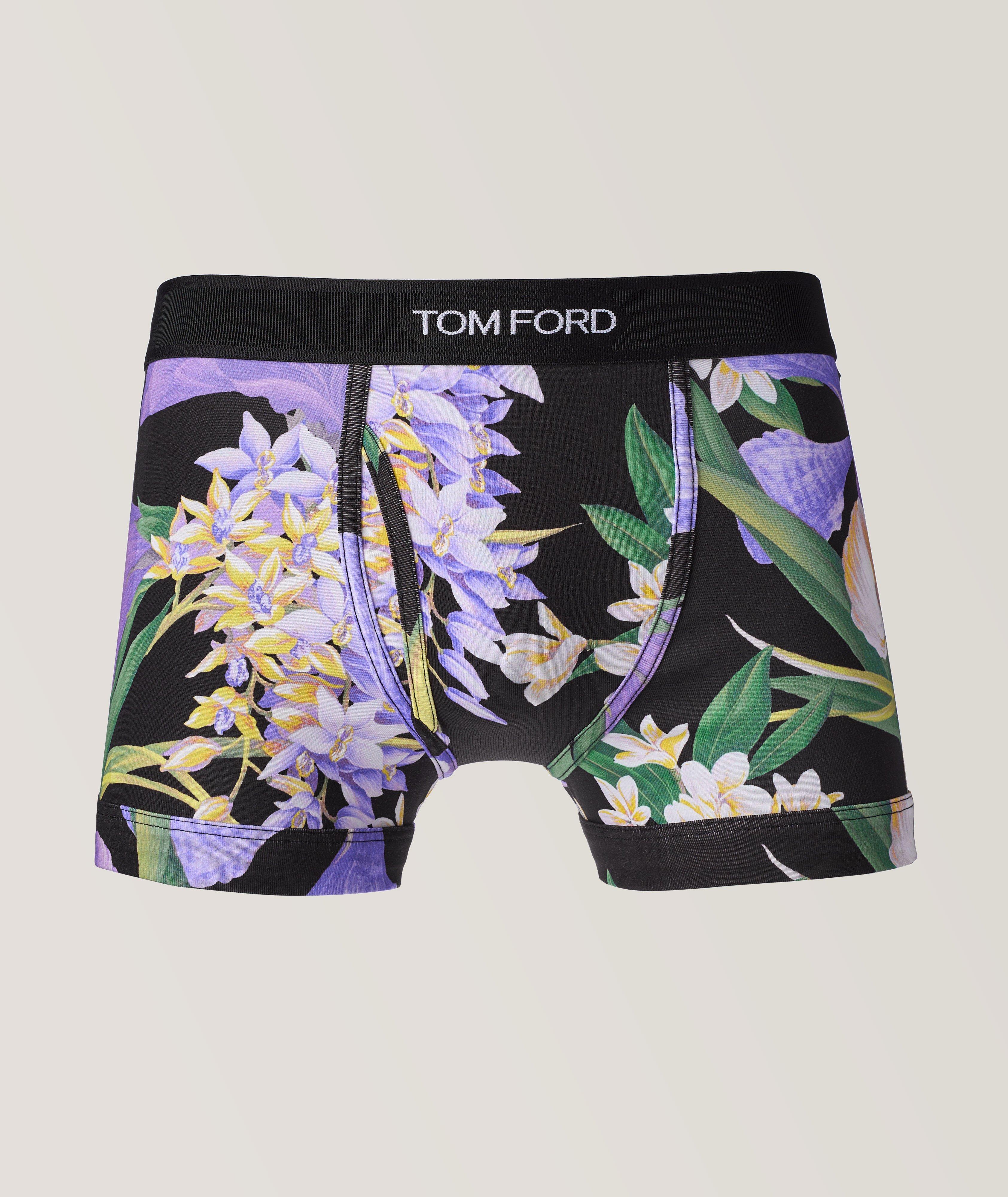 Orchid Print Stretch-Cotton Boxer Brief image 0