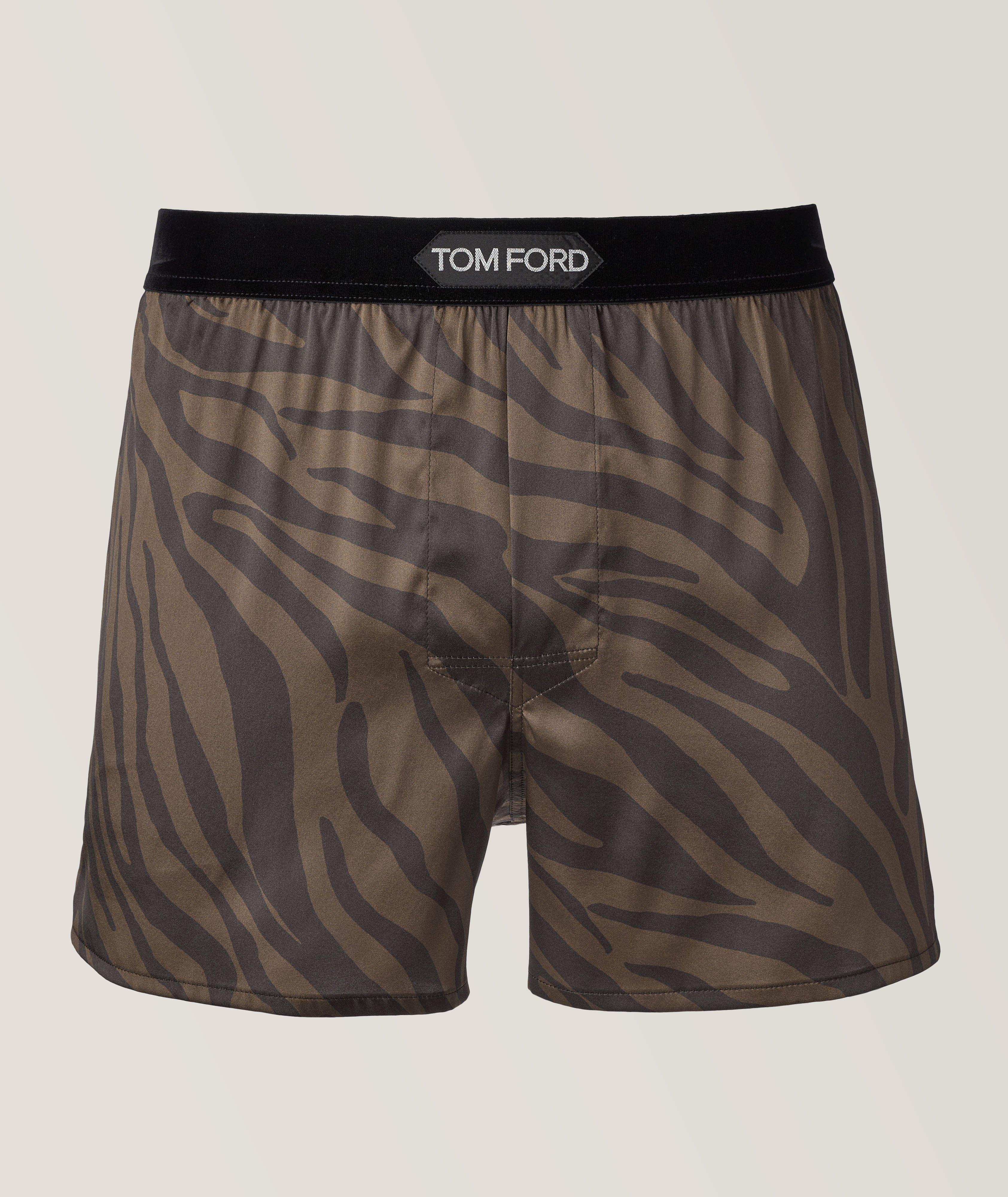 Zebra Patterned Stretch-Silk Short Boxers image 0