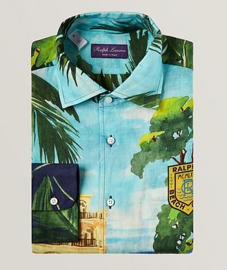Ralph Lauren Purple Label Slim-Fit Resort Print Linen Sport Shirt