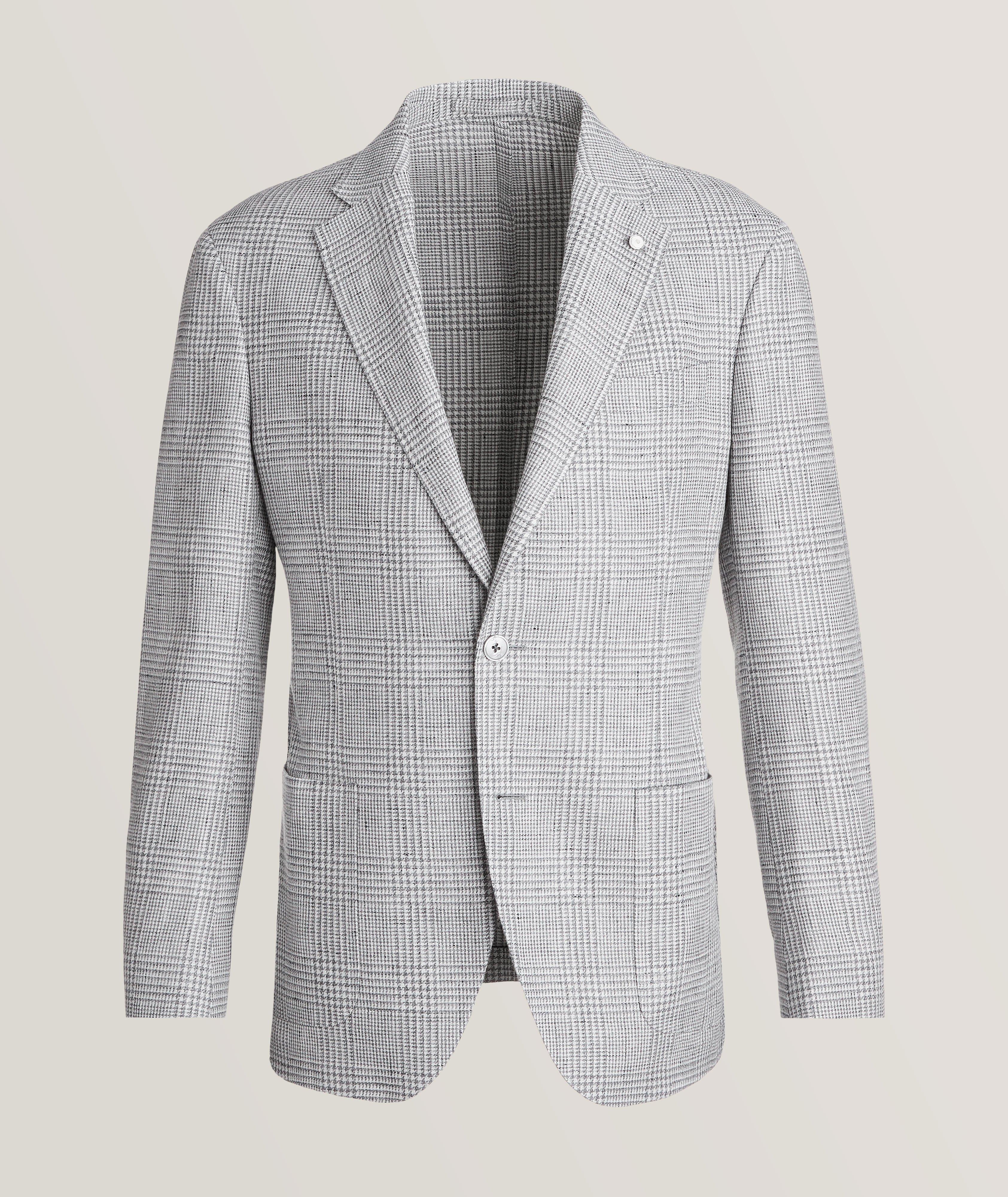 Luigi Bianchi Glencheck Pattern Flax-Wool Sport Jacket