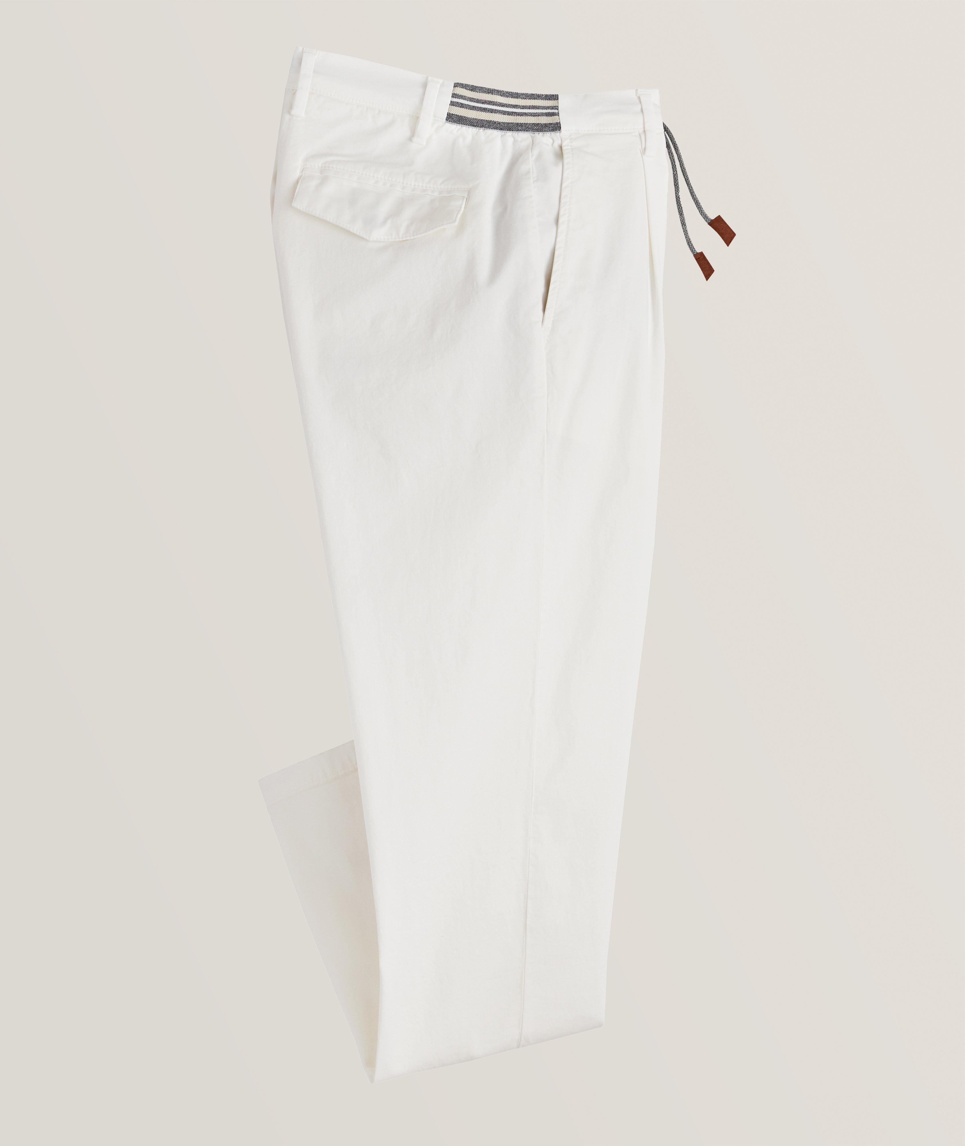 Stretch Cotton Trousers With Drawstring