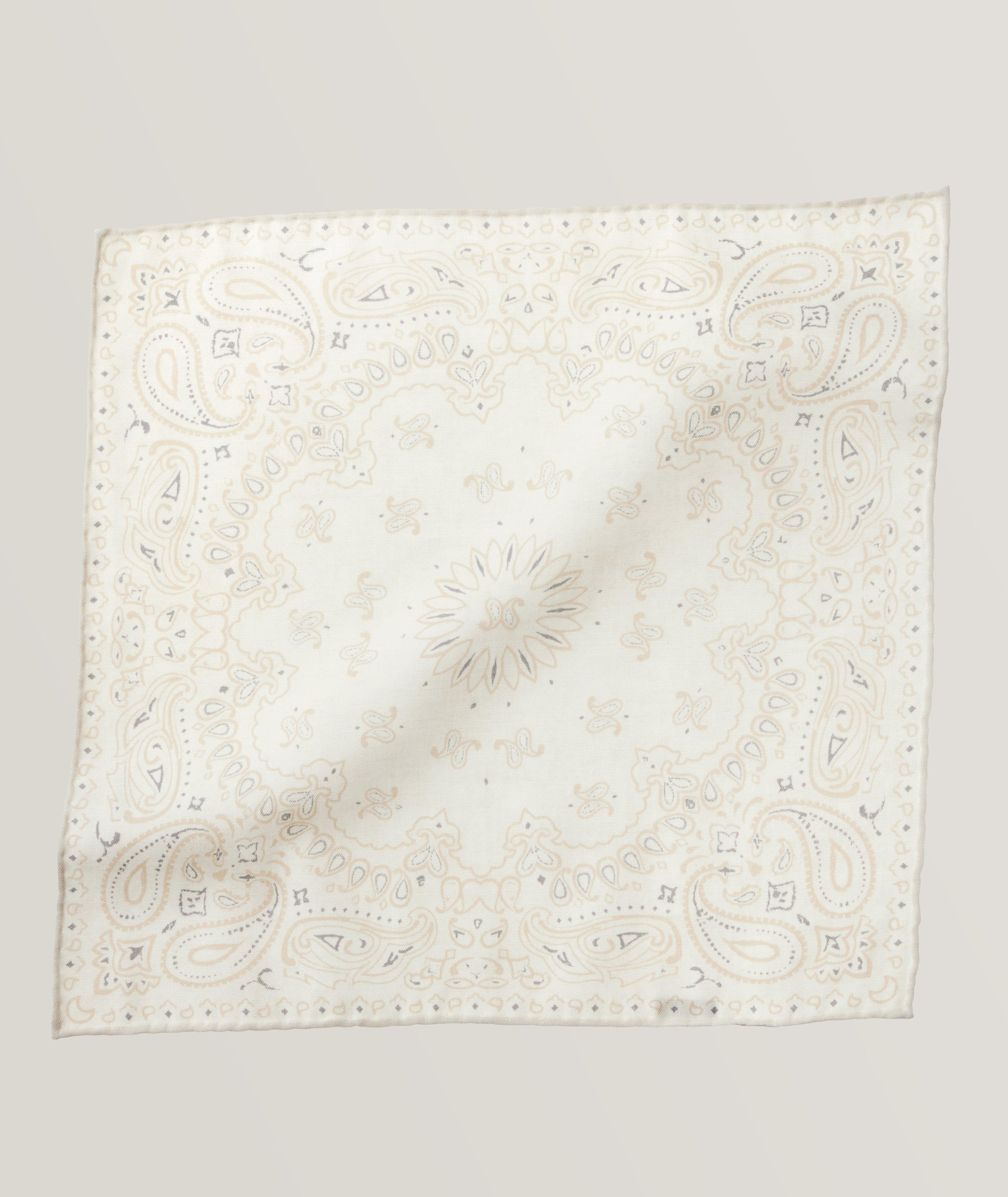 Mouchoir de poche en laine et en coton à motif paisley image 0