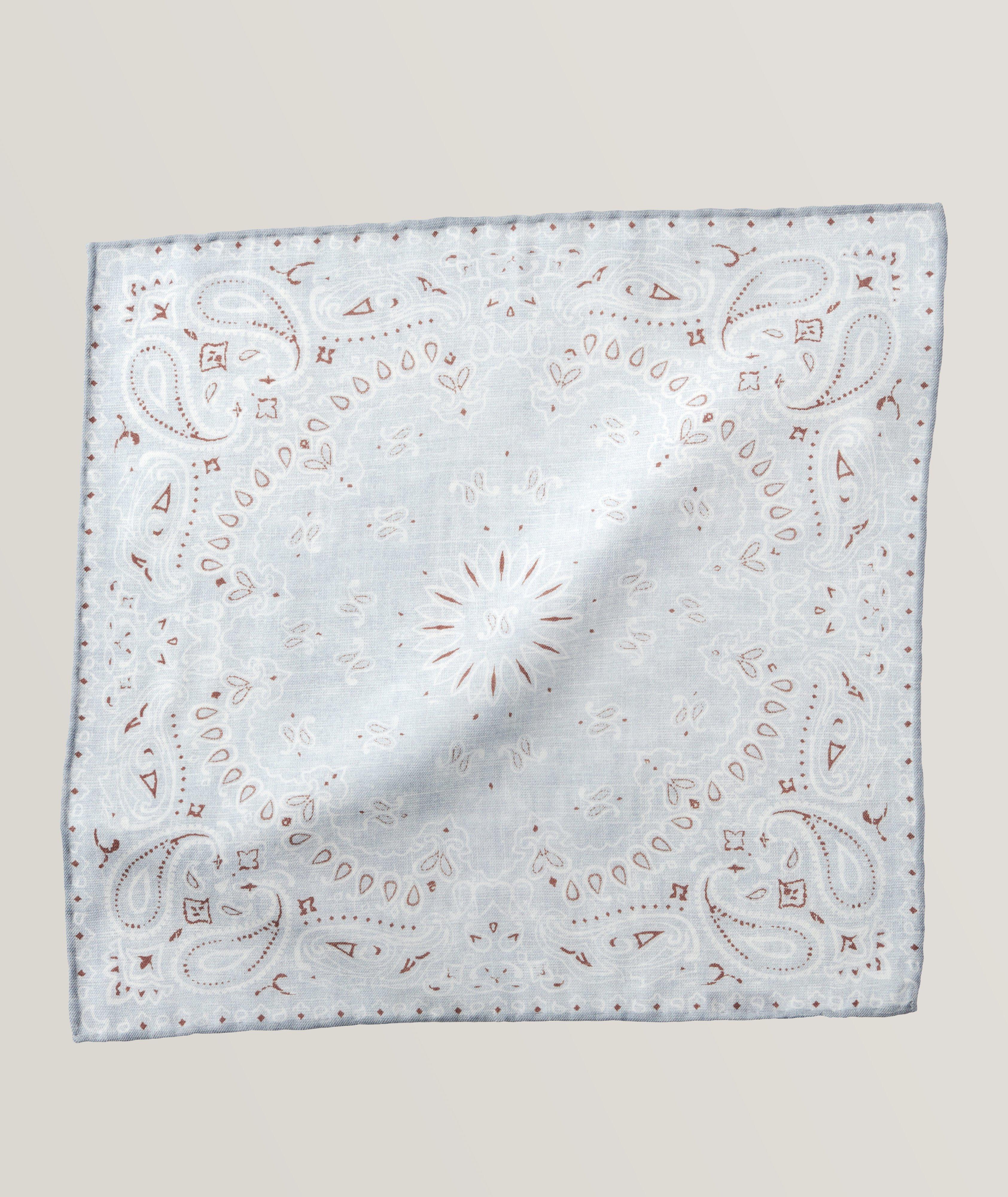 Platinum Collection Paisley Wool-Cotton Pocket Square image 0