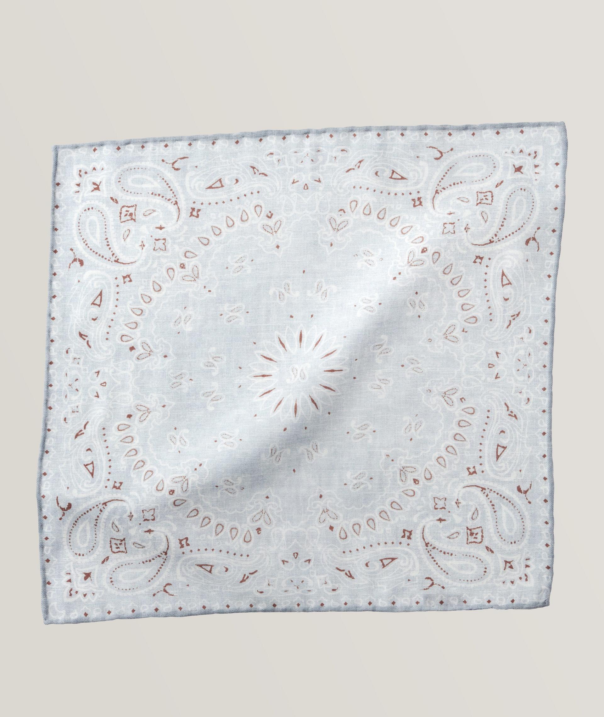 Mouchoir de poche en laine et en coton à motif paisley image 0