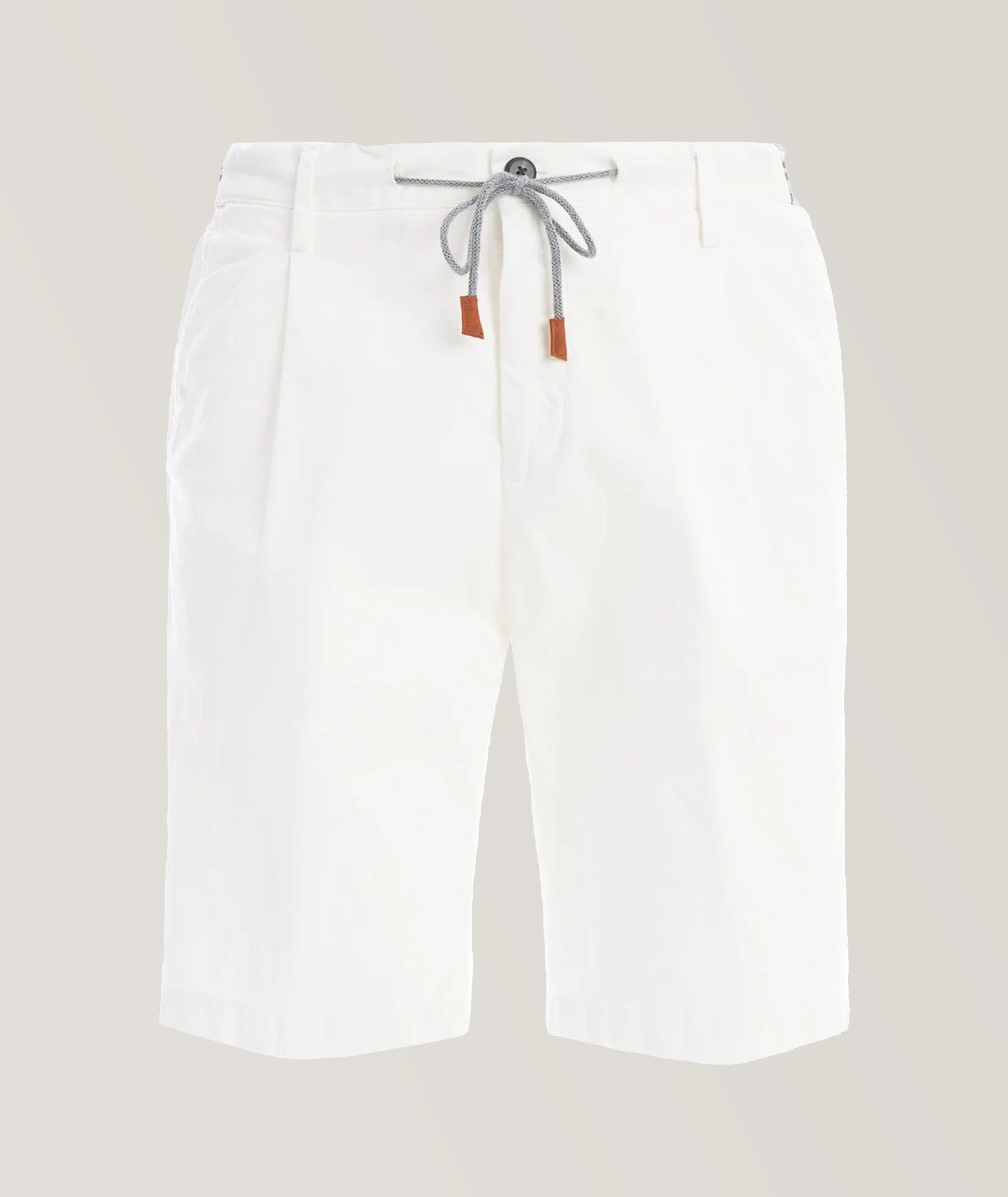 BOSS - Stretch-cotton shorts with contrast logo and drawcord