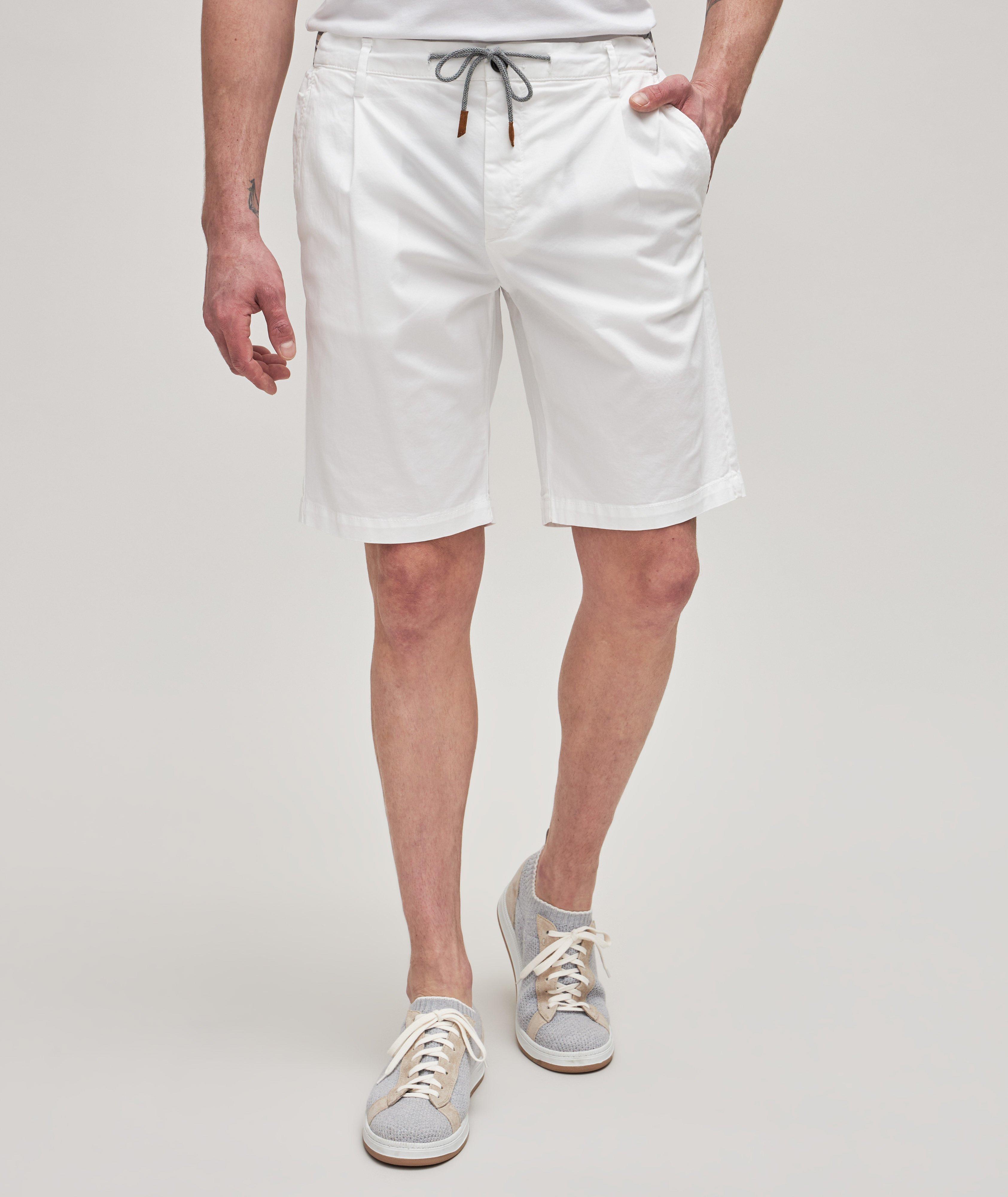 Eleventy Drawstring Stretch-Cotton Shorts, Shorts
