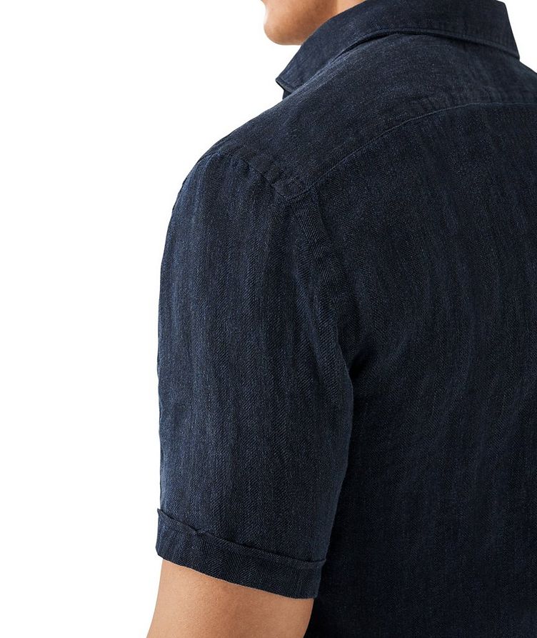 Slim Fit Herringbone Linen Short Sleeve Shirt image 3