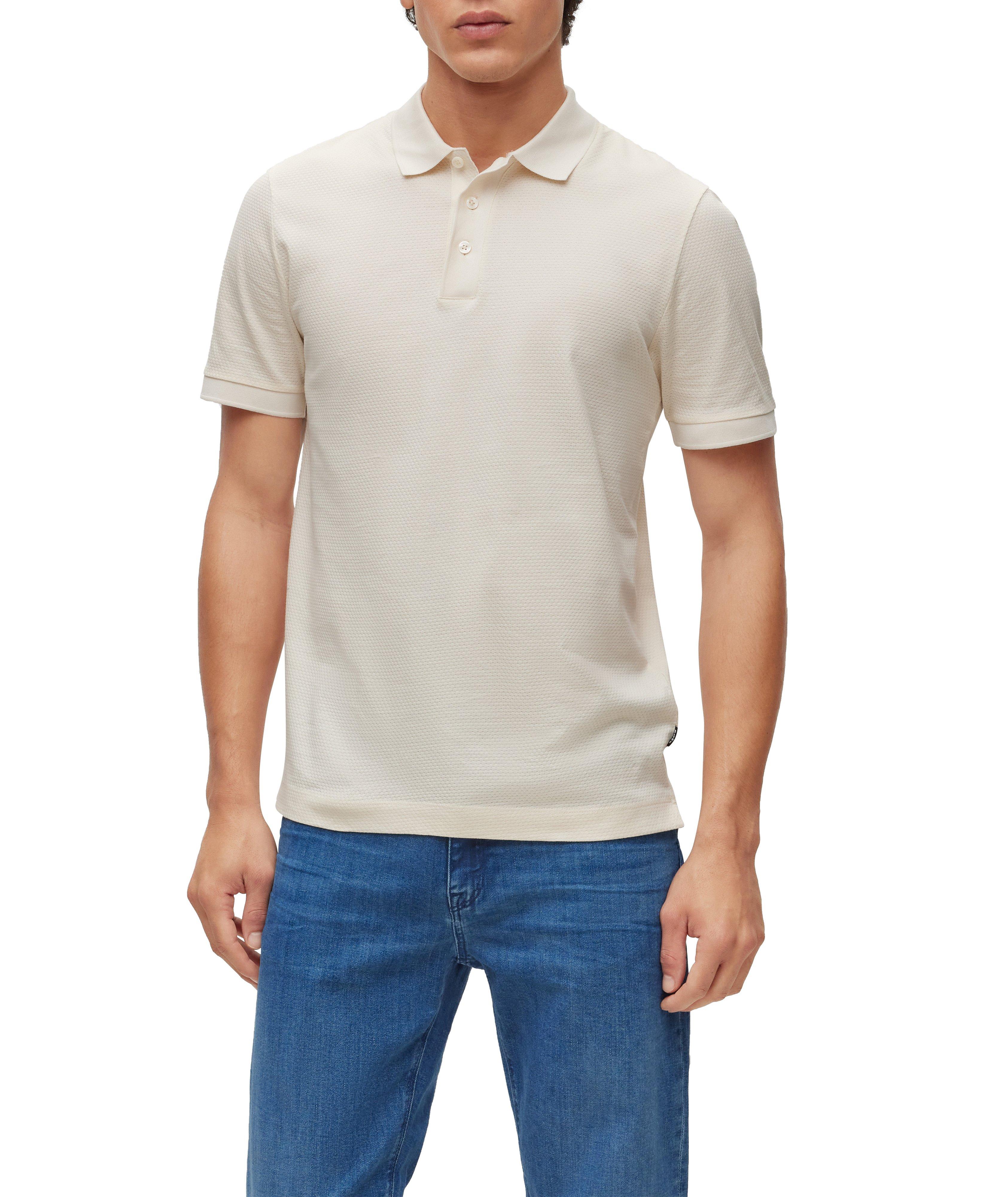 T-shirt en coton mercerisé à motif alvéolé de coupe amincie image 1