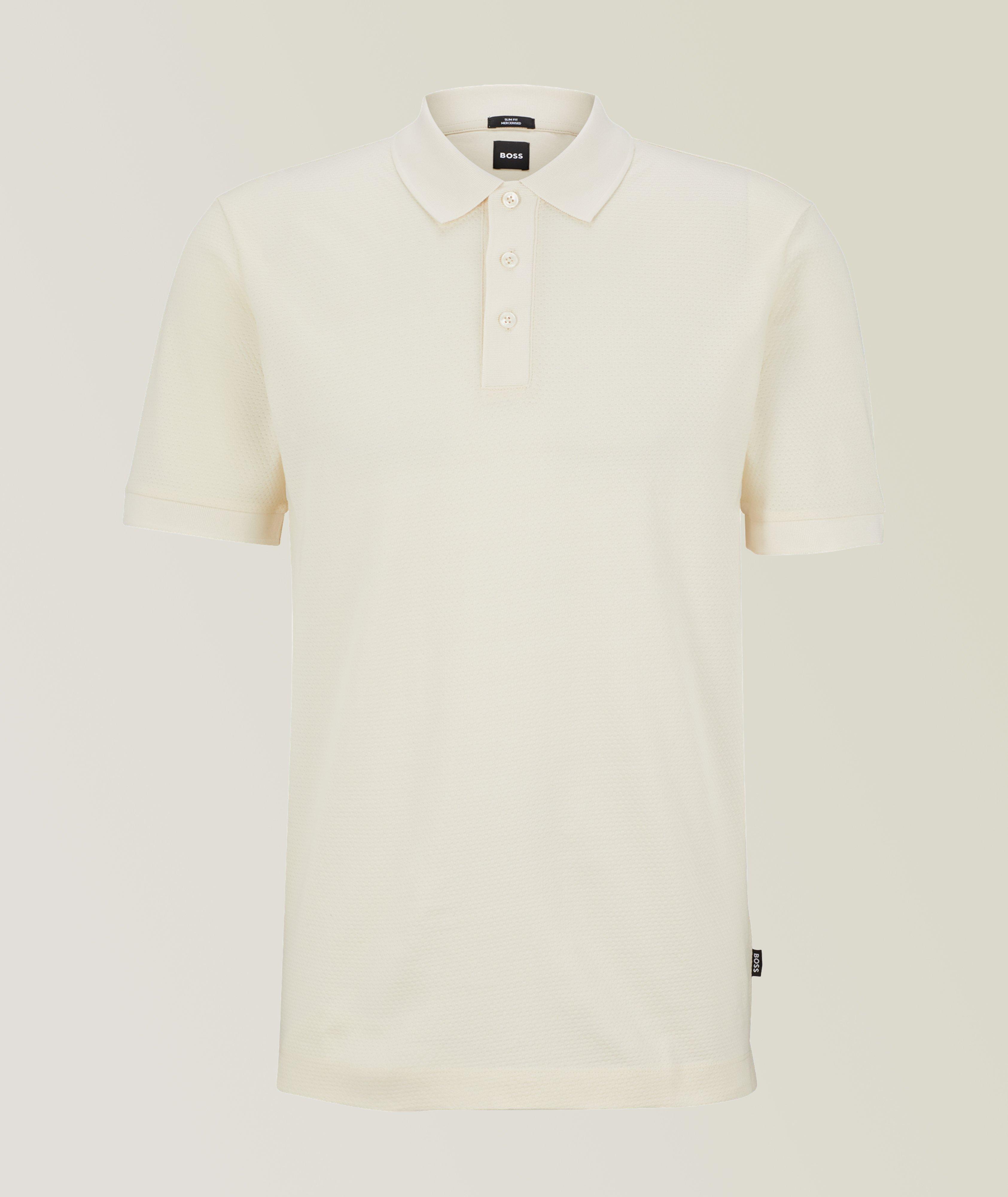 T-shirt en coton mercerisé à motif alvéolé de coupe amincie image 0