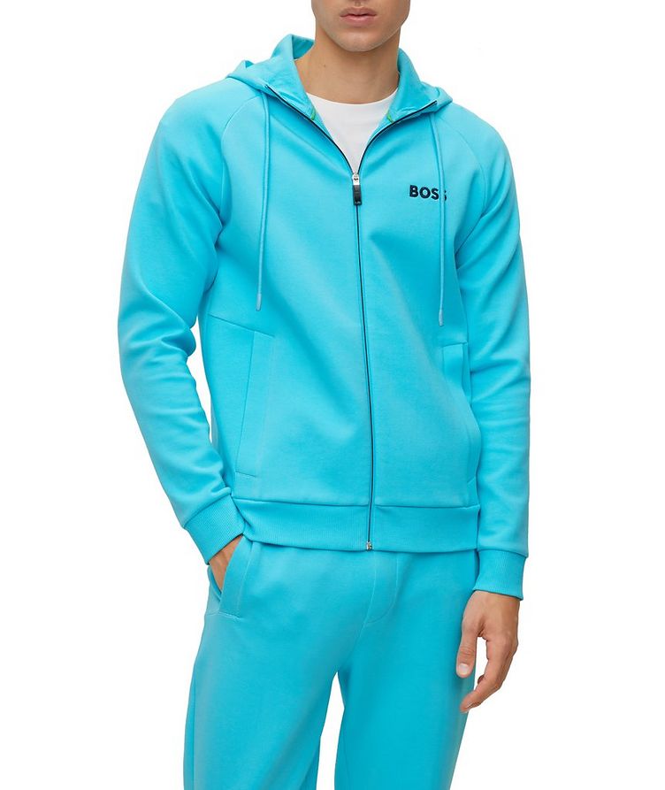 Cotton-Blend Zip-Up Logo Hooded Sweater image 1