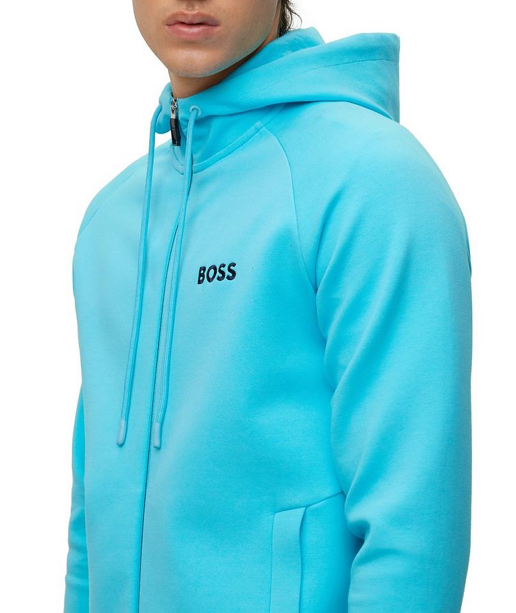 Cotton-Blend Zip-Up Logo Hooded Sweater image 3