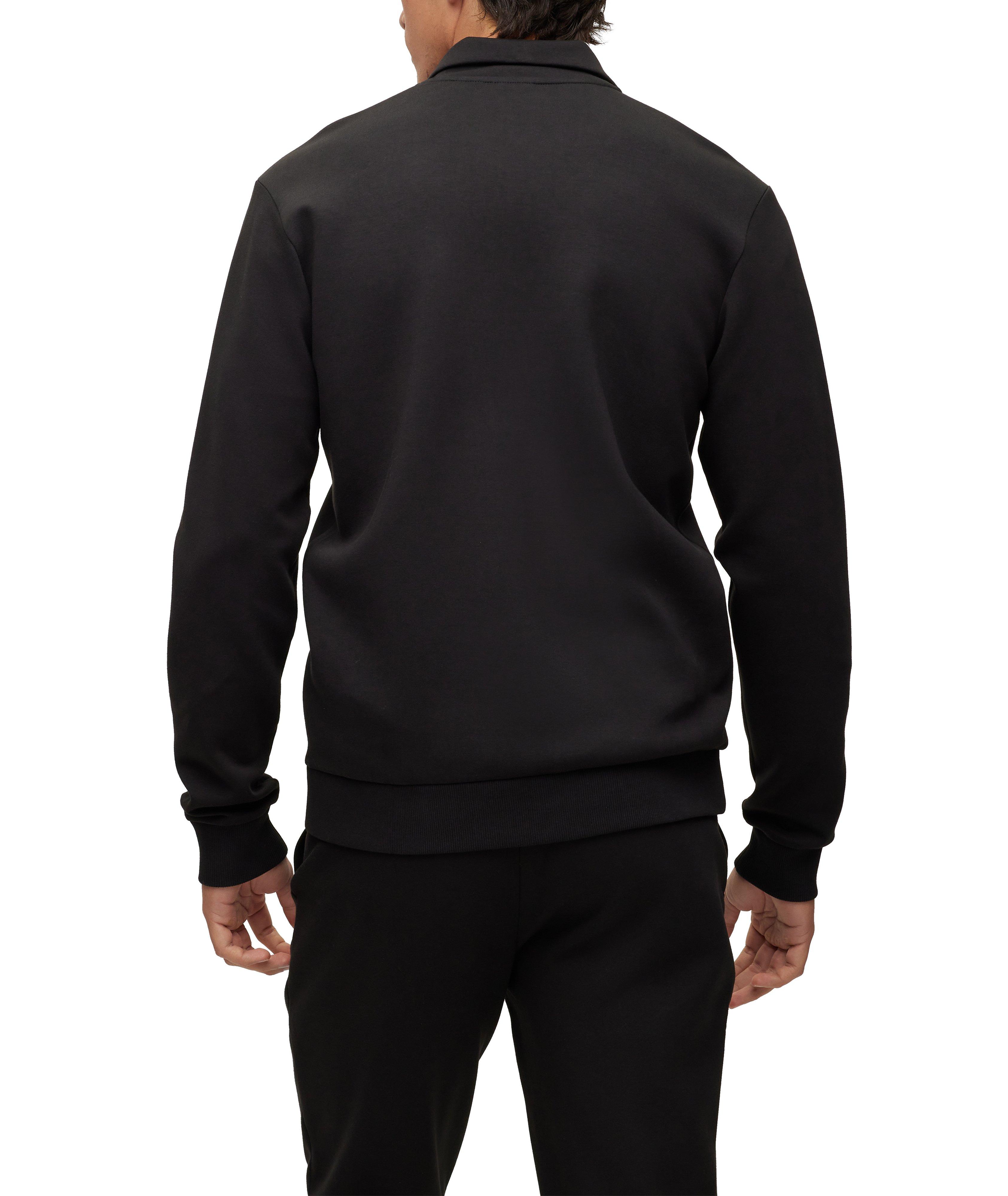 Cotton-Blend Zip-Up Embroidered Logo Sweater image 2