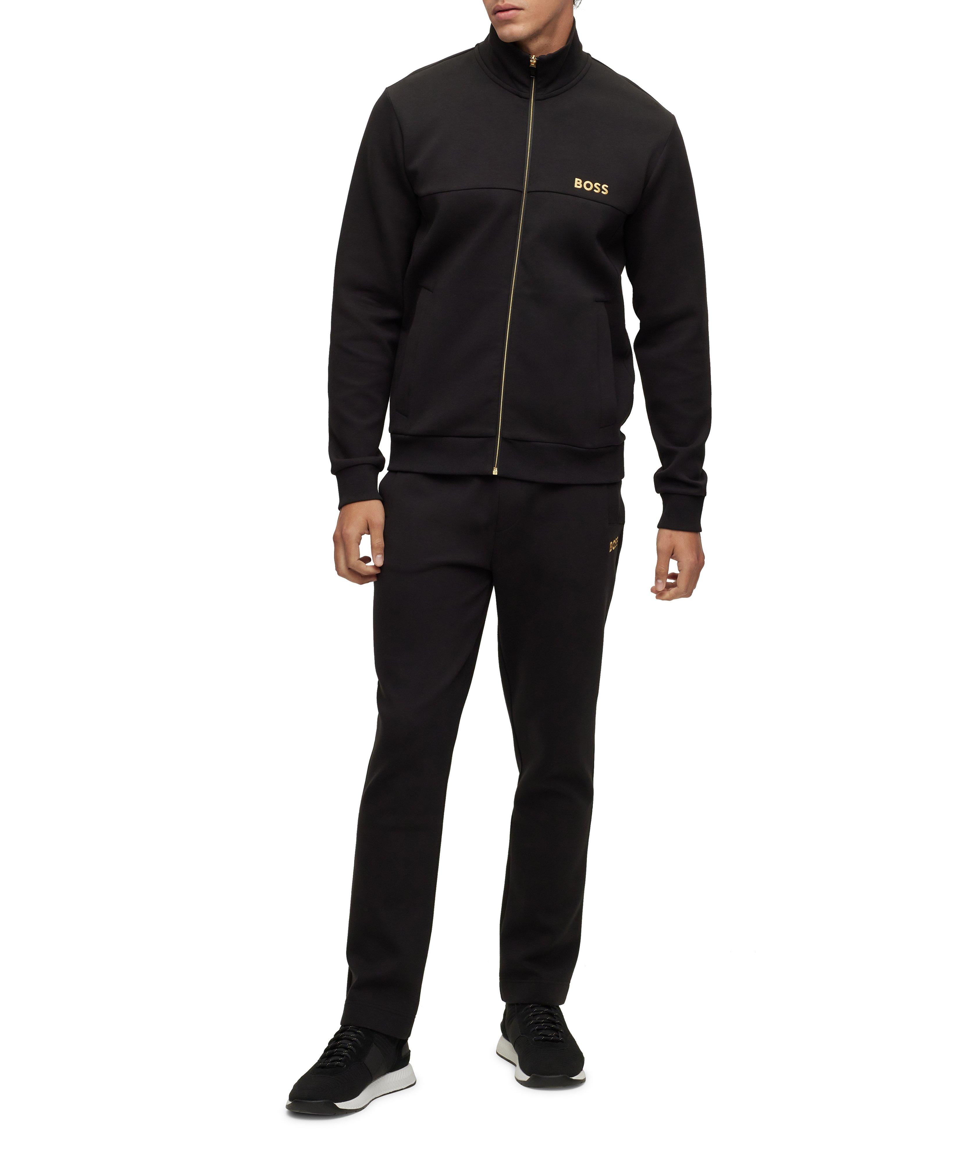 Cotton-Blend Zip-Up Embroidered Logo Sweater image 4