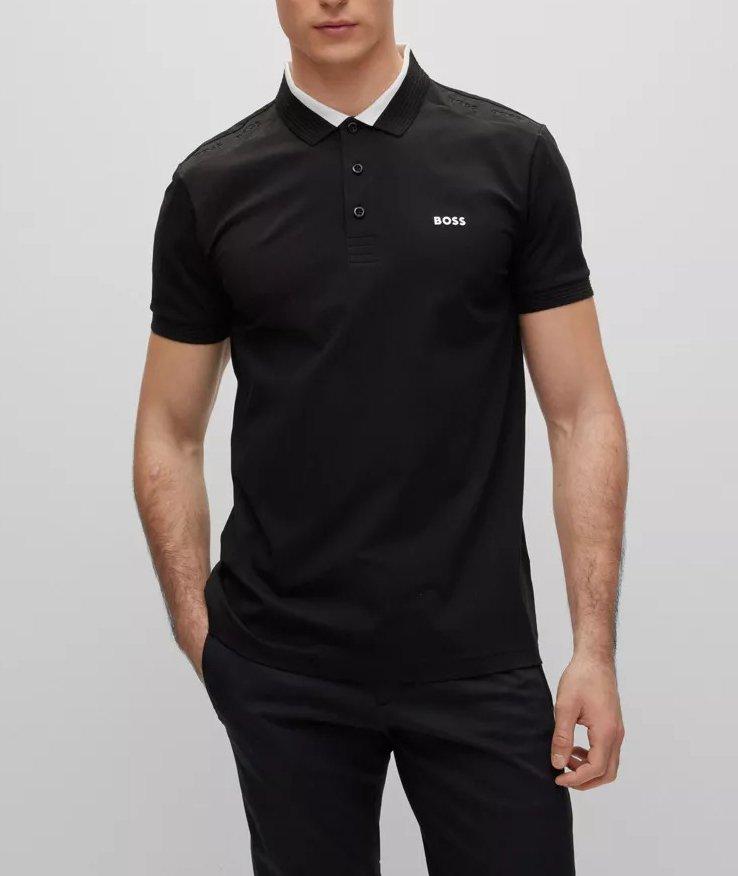 Polo en coton extensible avec logo de coupe amincie image 1